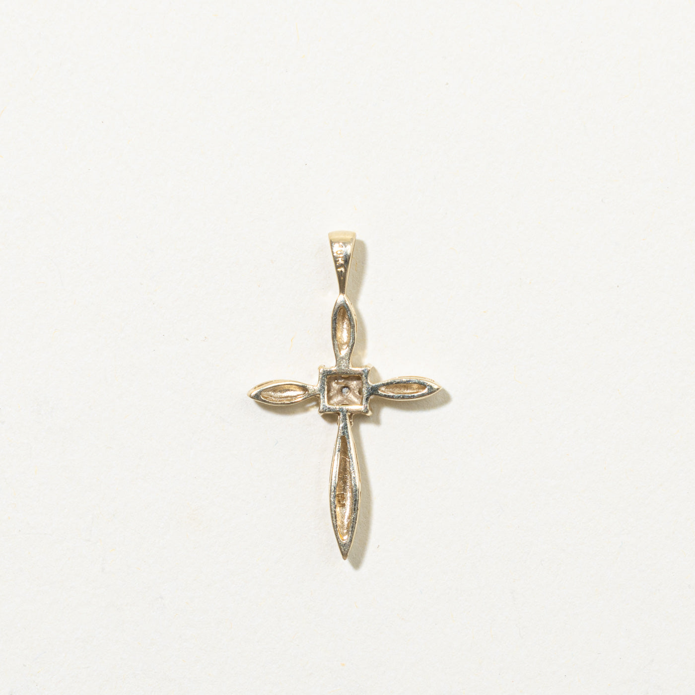 10k Diamond Ornate Cross Pendant | 0.01ctw
