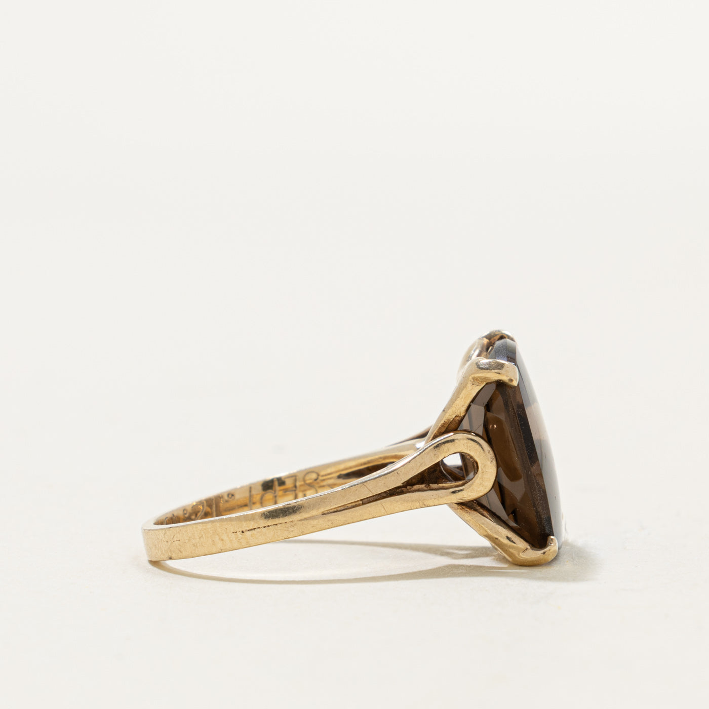 10k Solitaire Smoky Quartz Cocktail Ring | 5.50ct | SZ 6