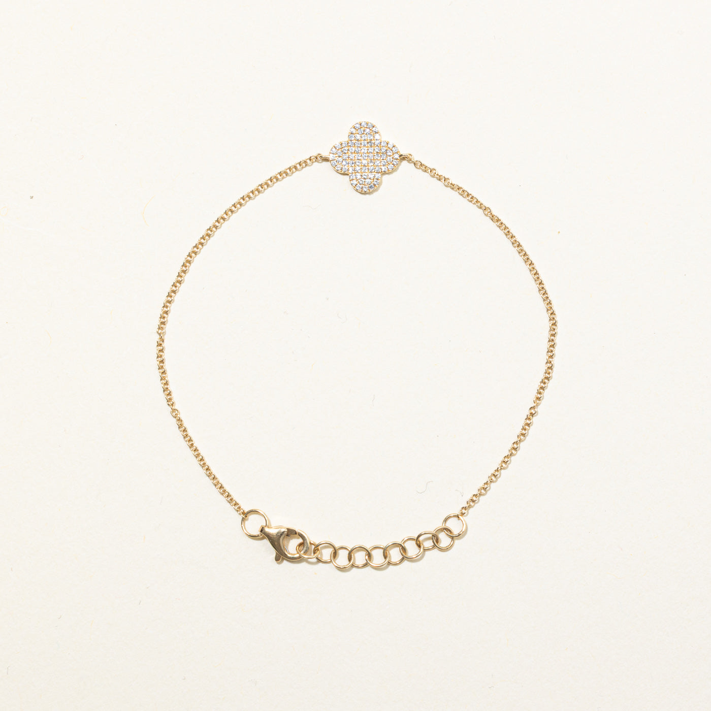 14k Diamond Four Leaf Clover Bracelet | 0.15ctw | 7"