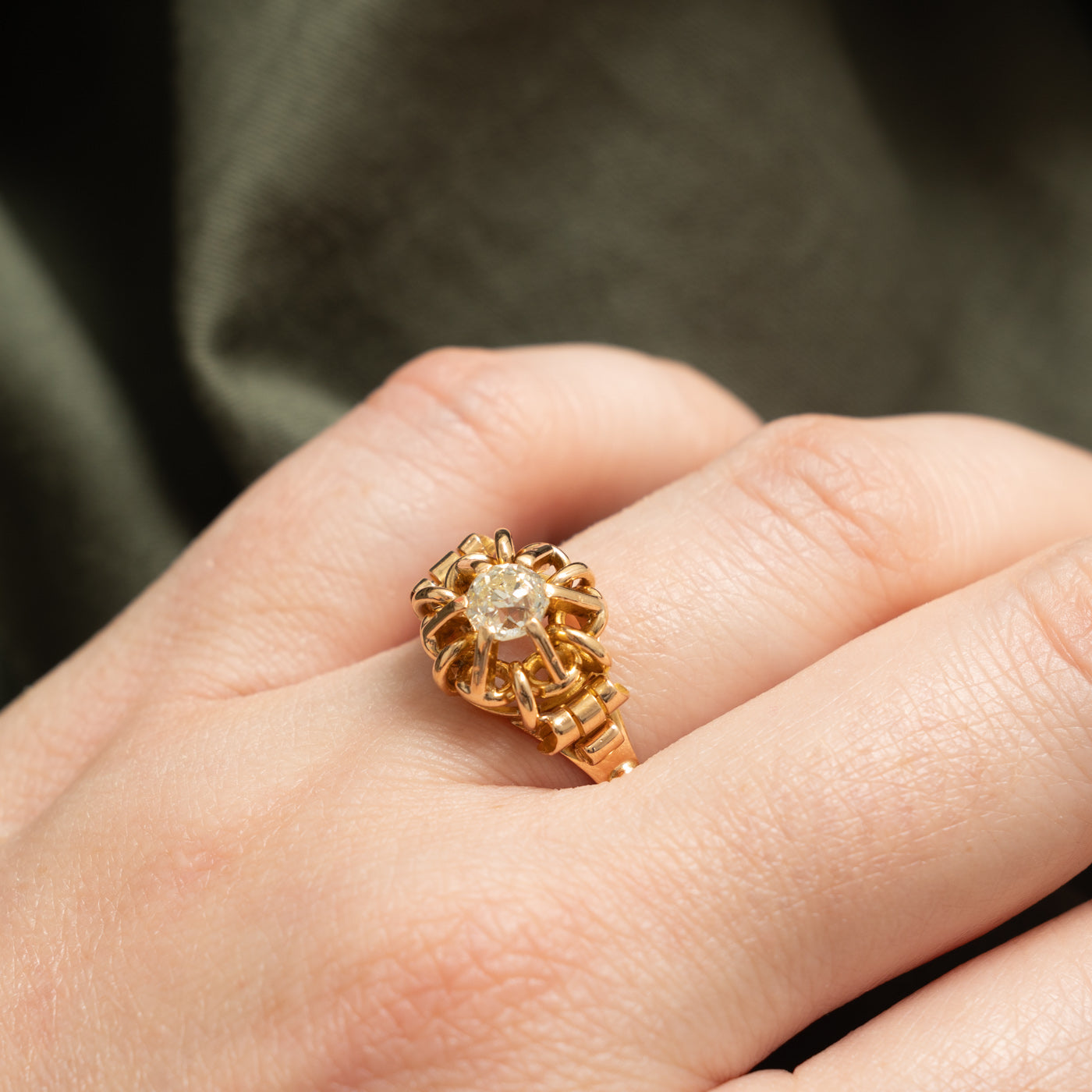 Vintage Italian Old European Cut Diamond Scrollwork Ring | 0.62ct VS2 L/M | SZ 7