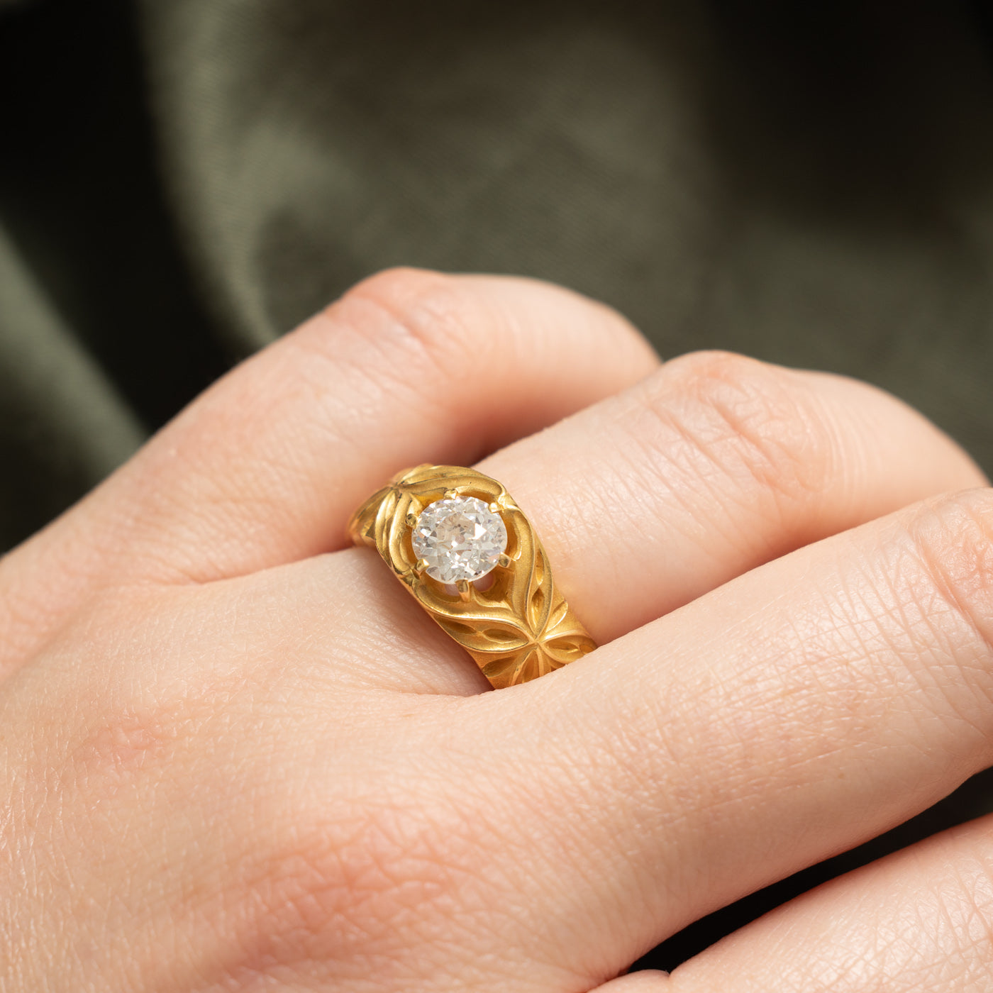 Art Nouveau Old European Diamond Openwork Ring | 0.88ct SI2 I/J | SZ 5.25