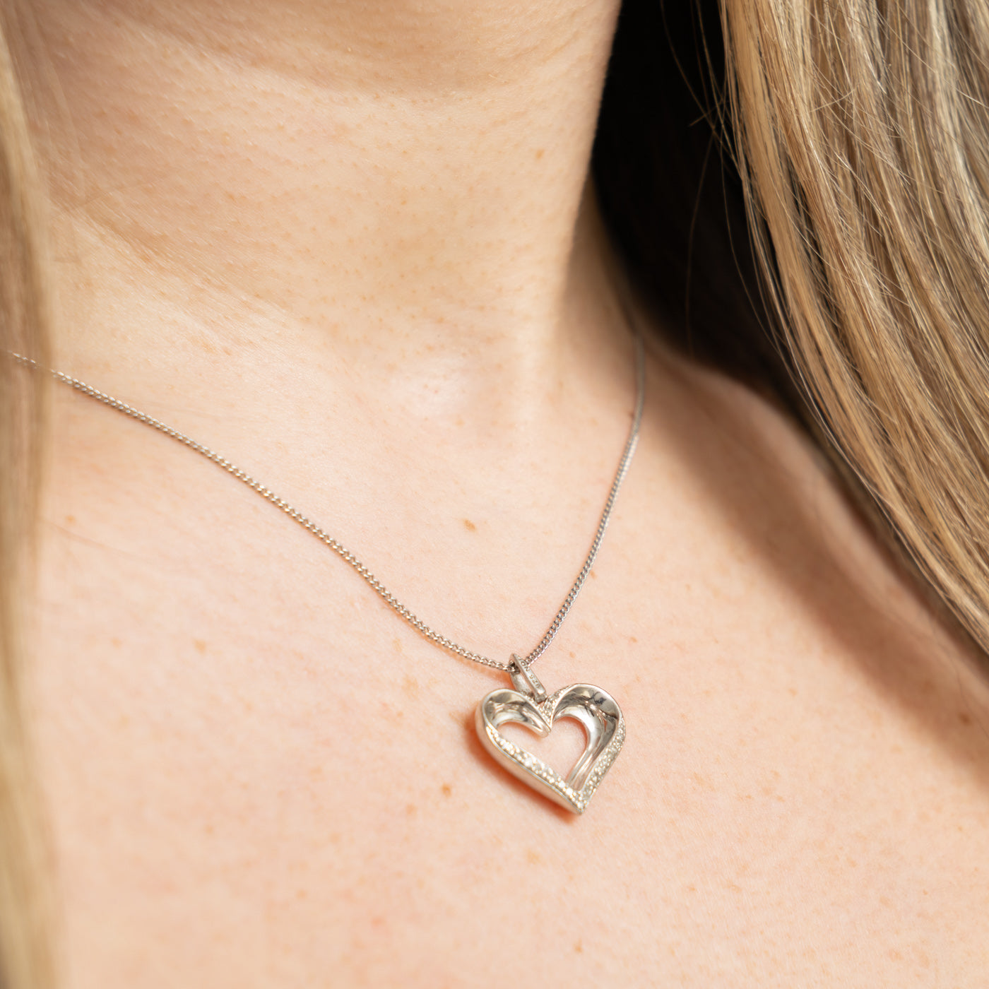 Sterling Silver Diamond Heart Pendant | 0.08ctw