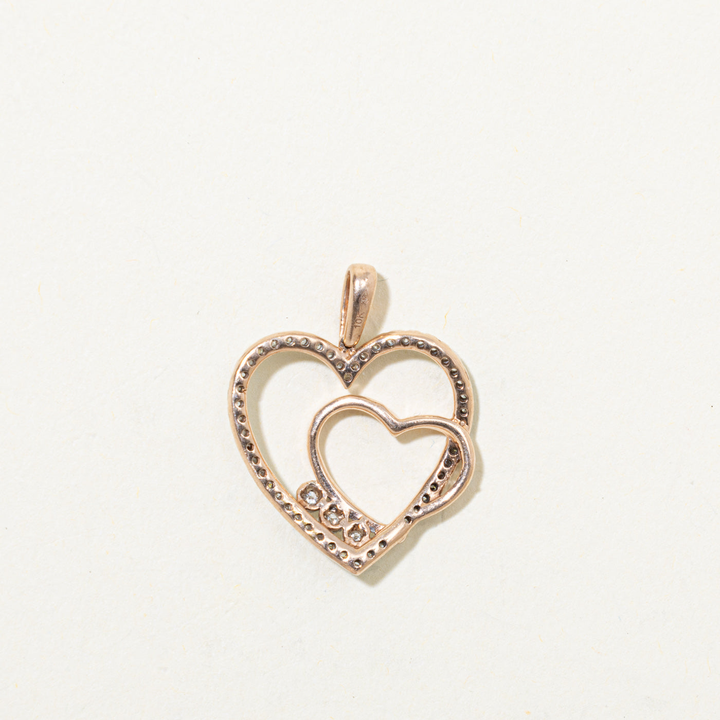 10k Diamond Hearts Pendant | 0.41ctw