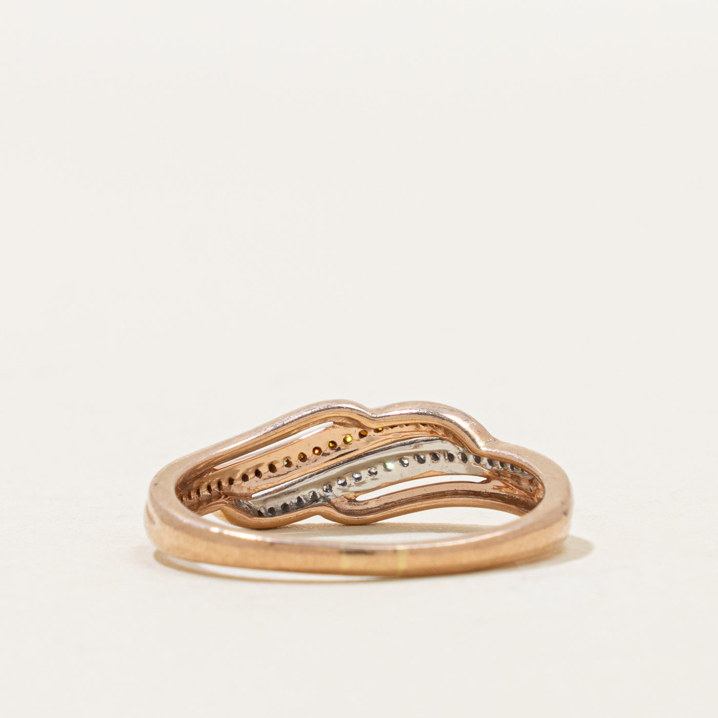 10k Cognac & White Diamond Wave Ring | 0.05ctw | SZ 8.25
