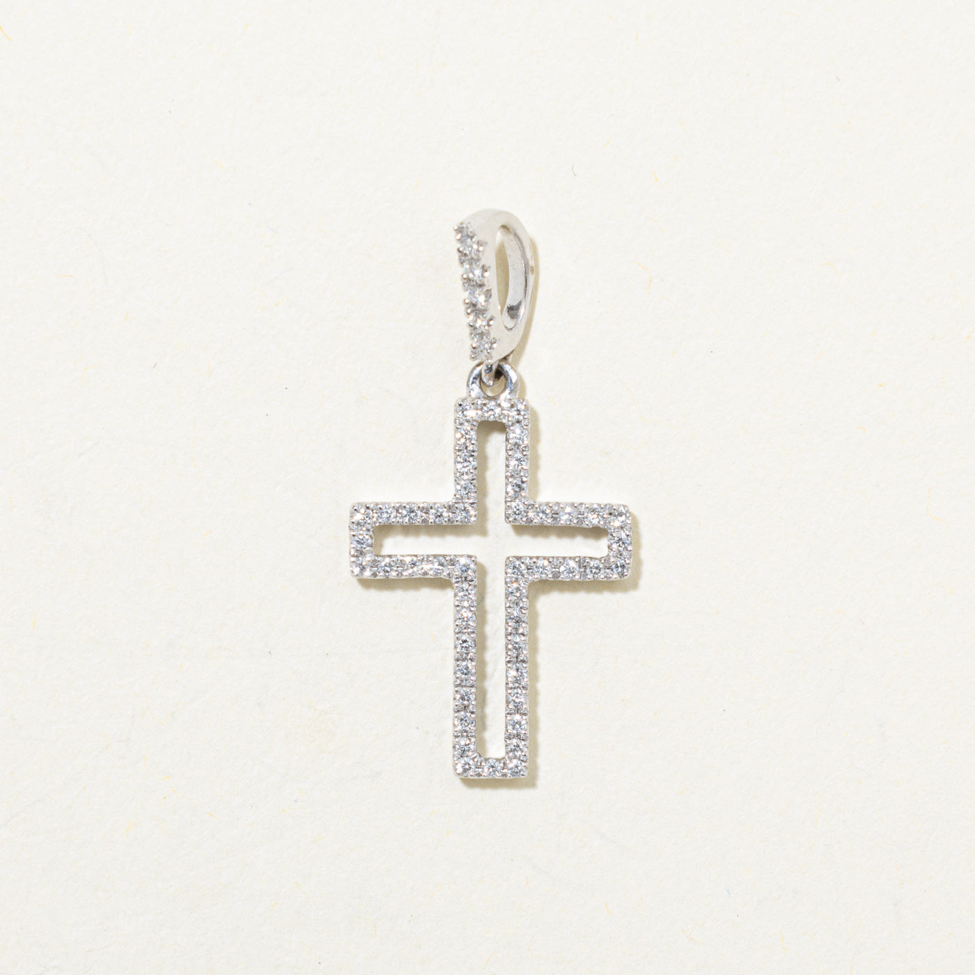 18k Pavé Set Diamond Cross Pendant | 0.05ctw