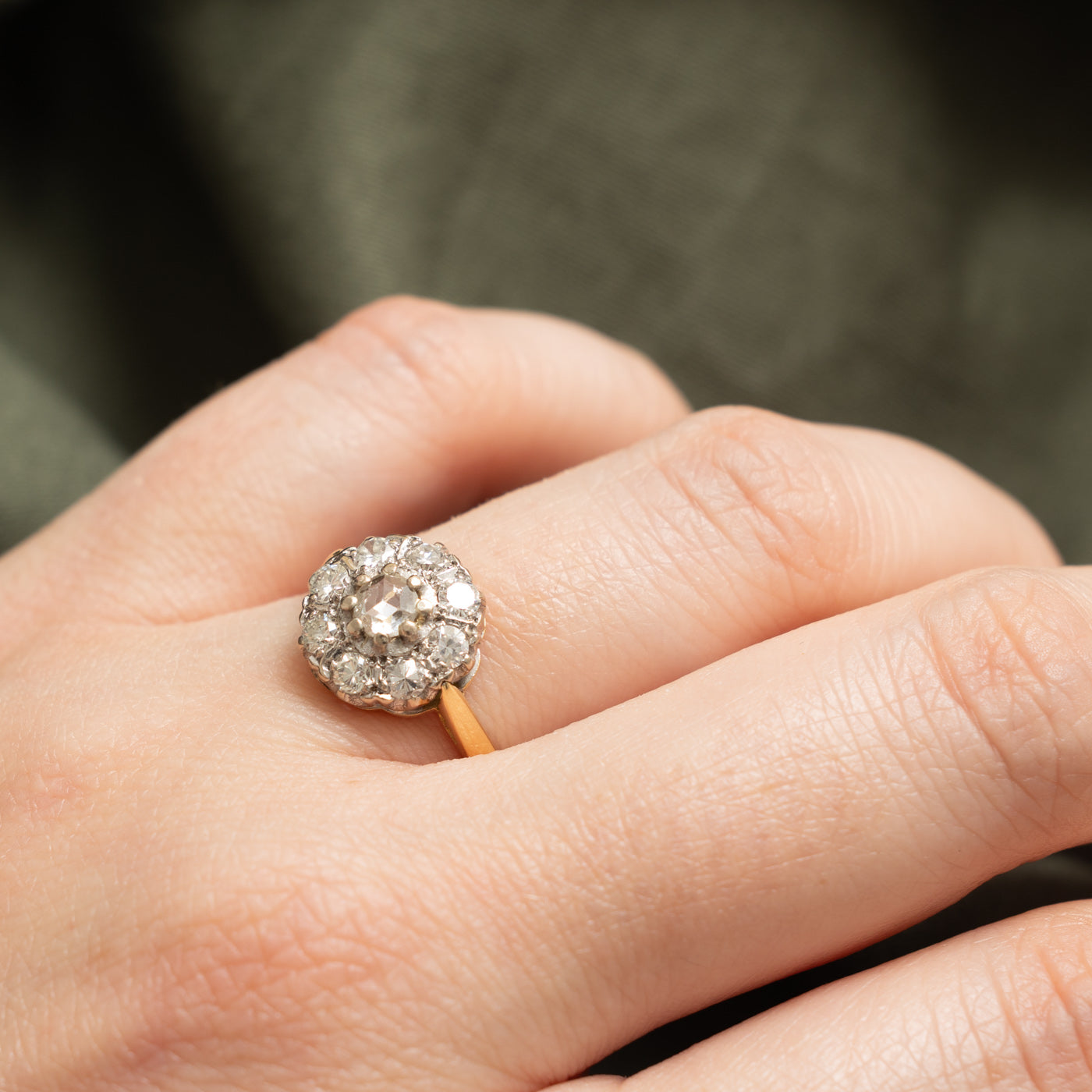 18k Rose Cut Diamond Daisy Cluster Ring | 0.15 ct 0.5 ctw | SZ 8 |