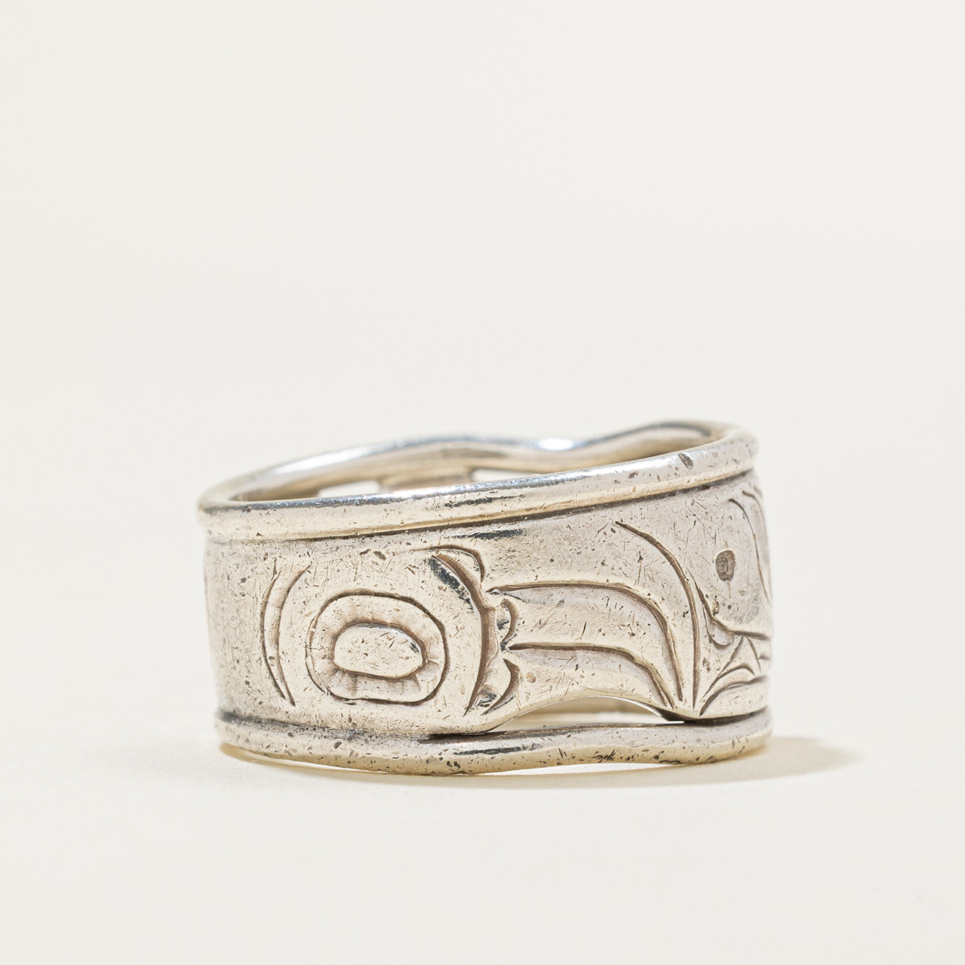 'David Neel' Sterling Silver & 14k Gold Indigenous Bear Ring | 11mm | SZ 6.5