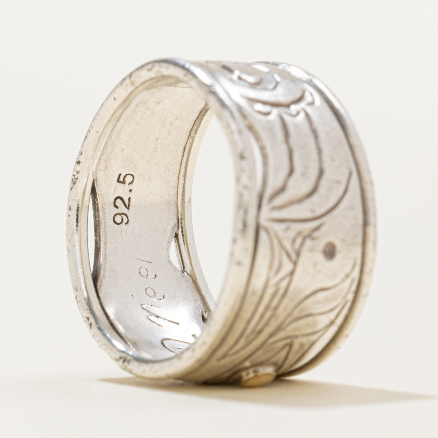 'David Neel' Sterling Silver & 14k Gold Indigenous Bear Ring | 11mm | SZ 6.5