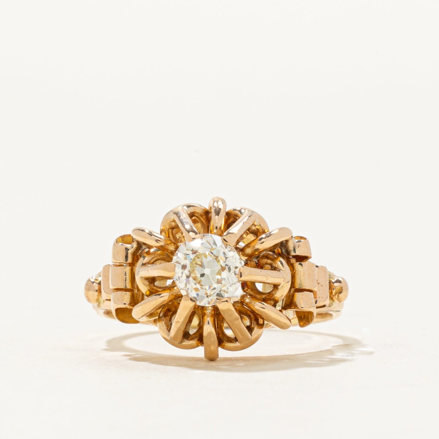 Vintage Italian Old European Cut Diamond Scrollwork Ring | 0.62ct VS2 L/M | SZ 7
