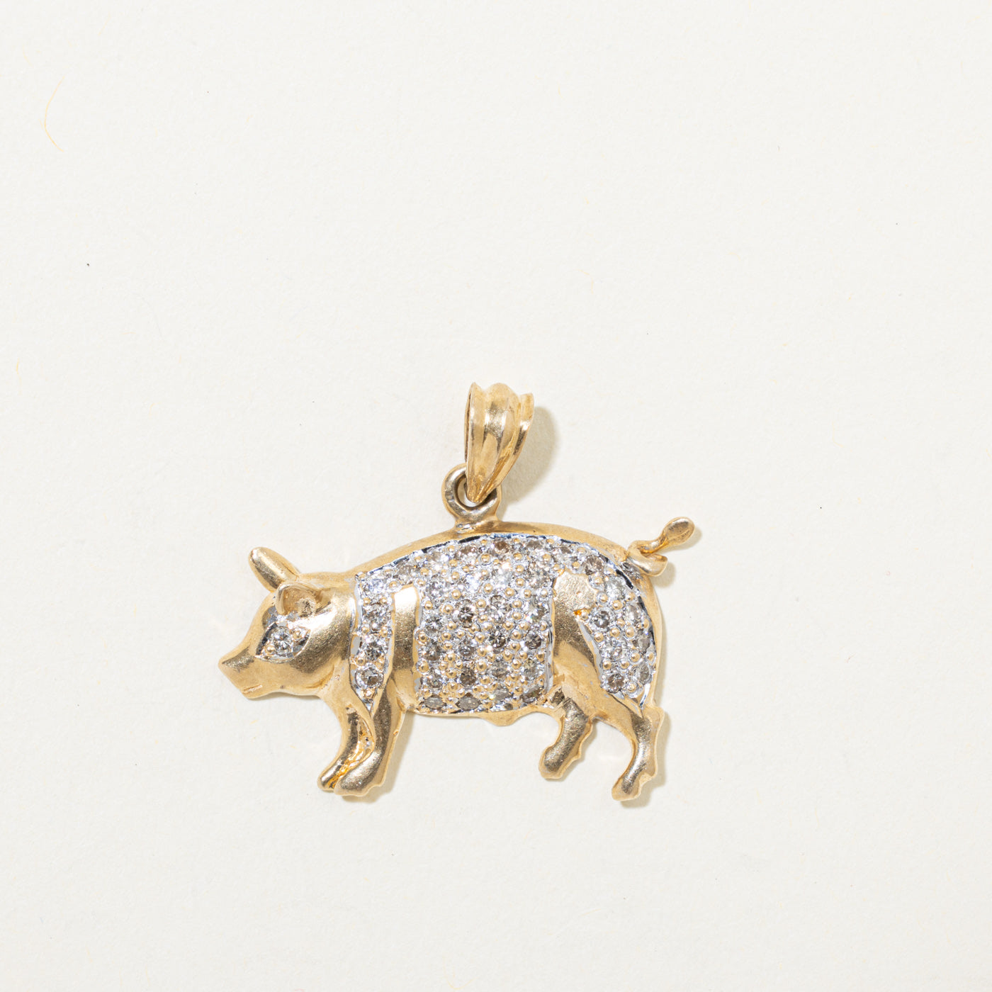 14k Diamond Pig Pendant | 0.59ctw