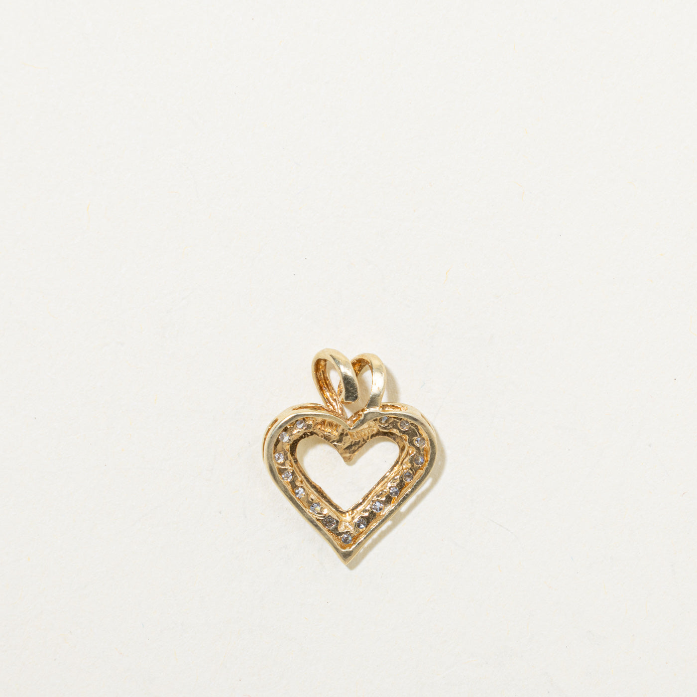 10k Channel Set Diamond Heart Pendant | 0.06ctw