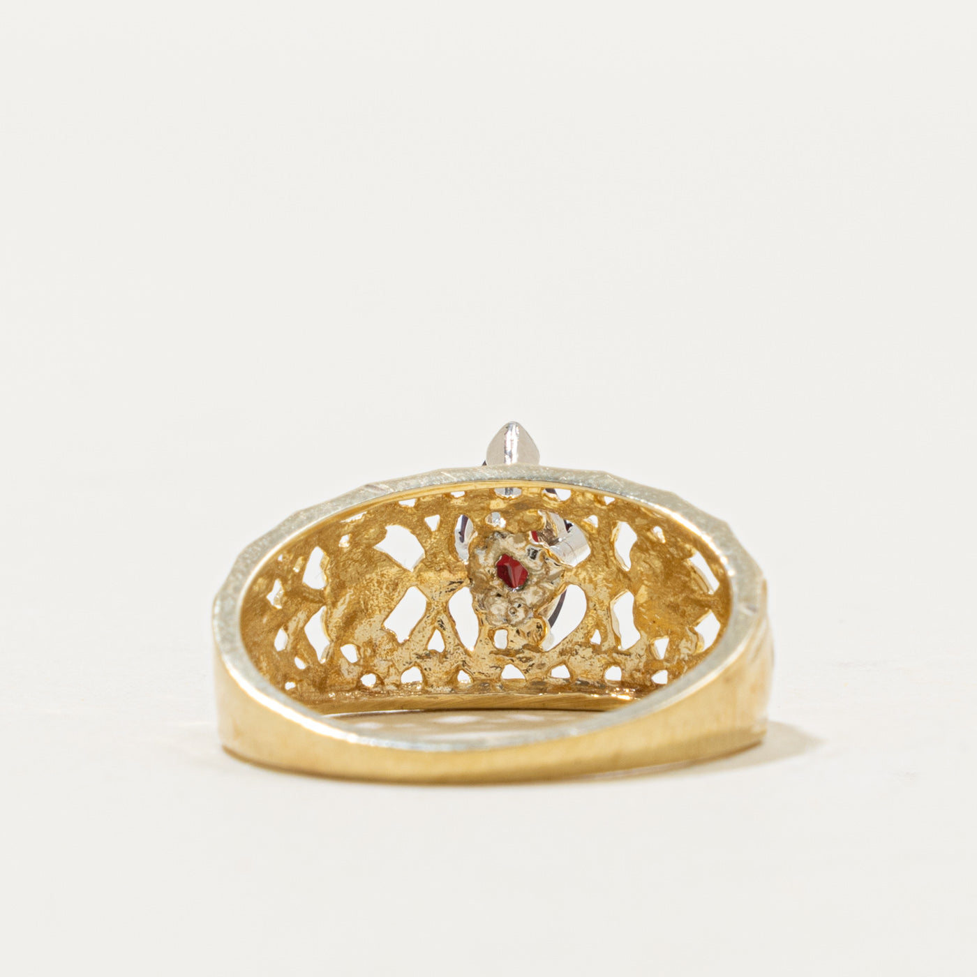 10k Marquise Cut Garnet Floral Openwork Ring | 0.50ct | SZ 7.25