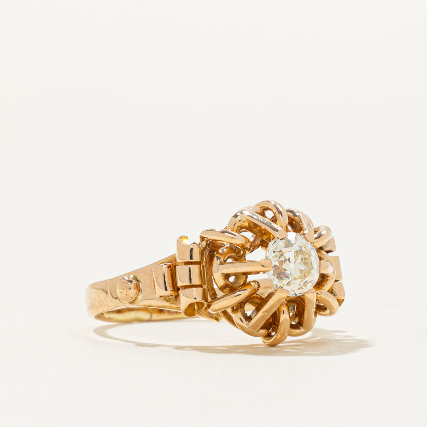 Vintage Italian Old European Cut Diamond Scrollwork Ring | 0.62ct VS2 L/M | SZ 7