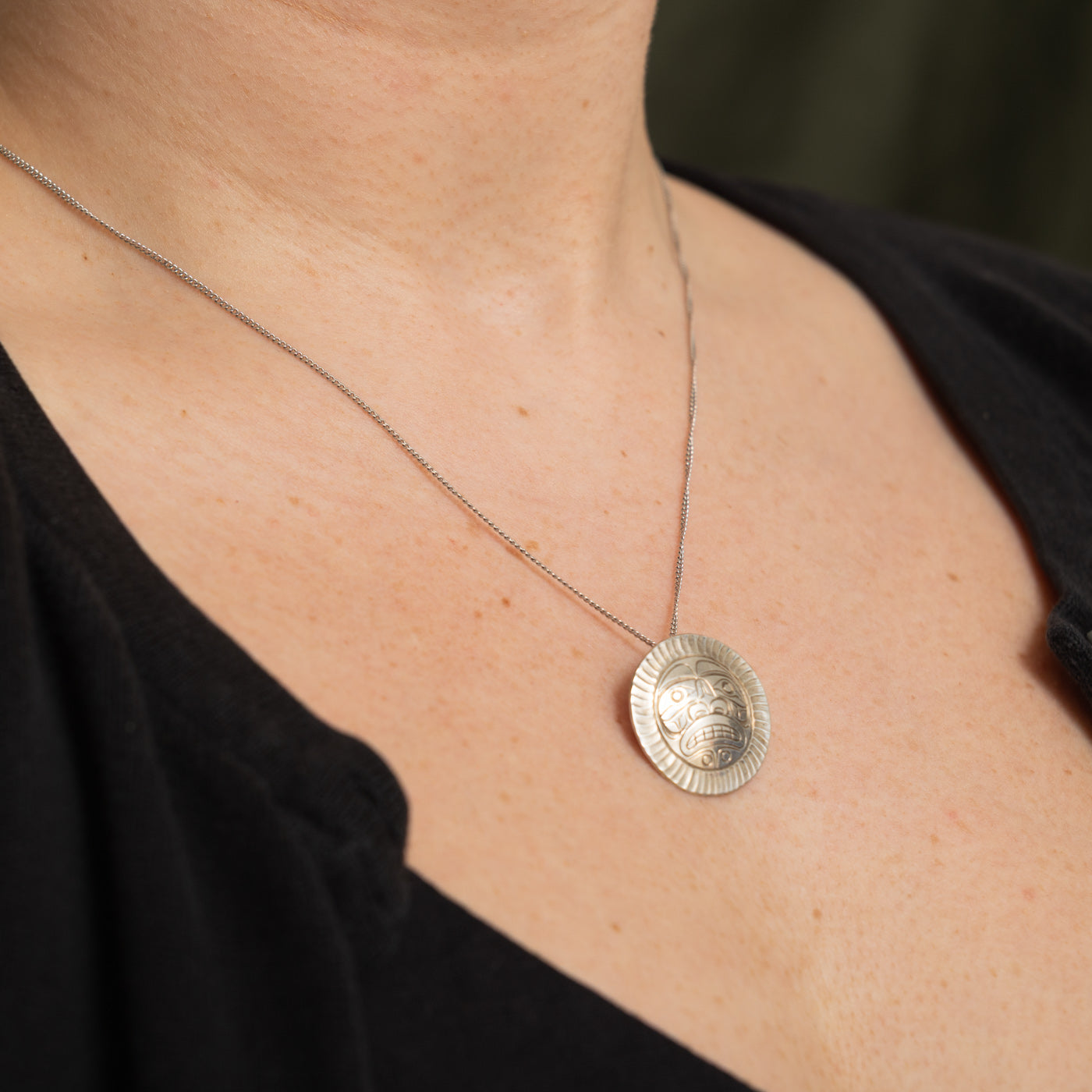 'Don Lancaster' Sterling Silver Indigenous Carved Pendant & Brooch