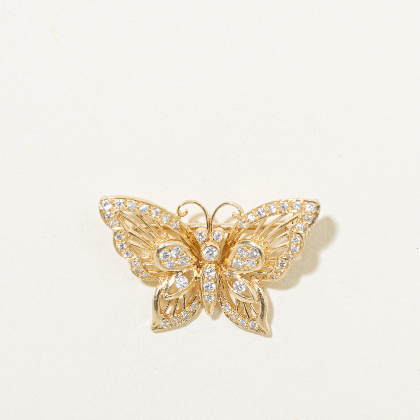 14k Diamond Butterfly Brooch | 0.18ctw