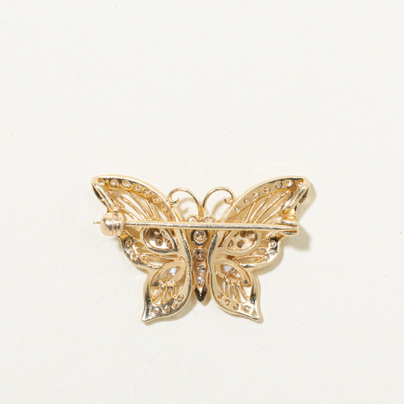 14k Diamond Butterfly Brooch | 0.18ctw