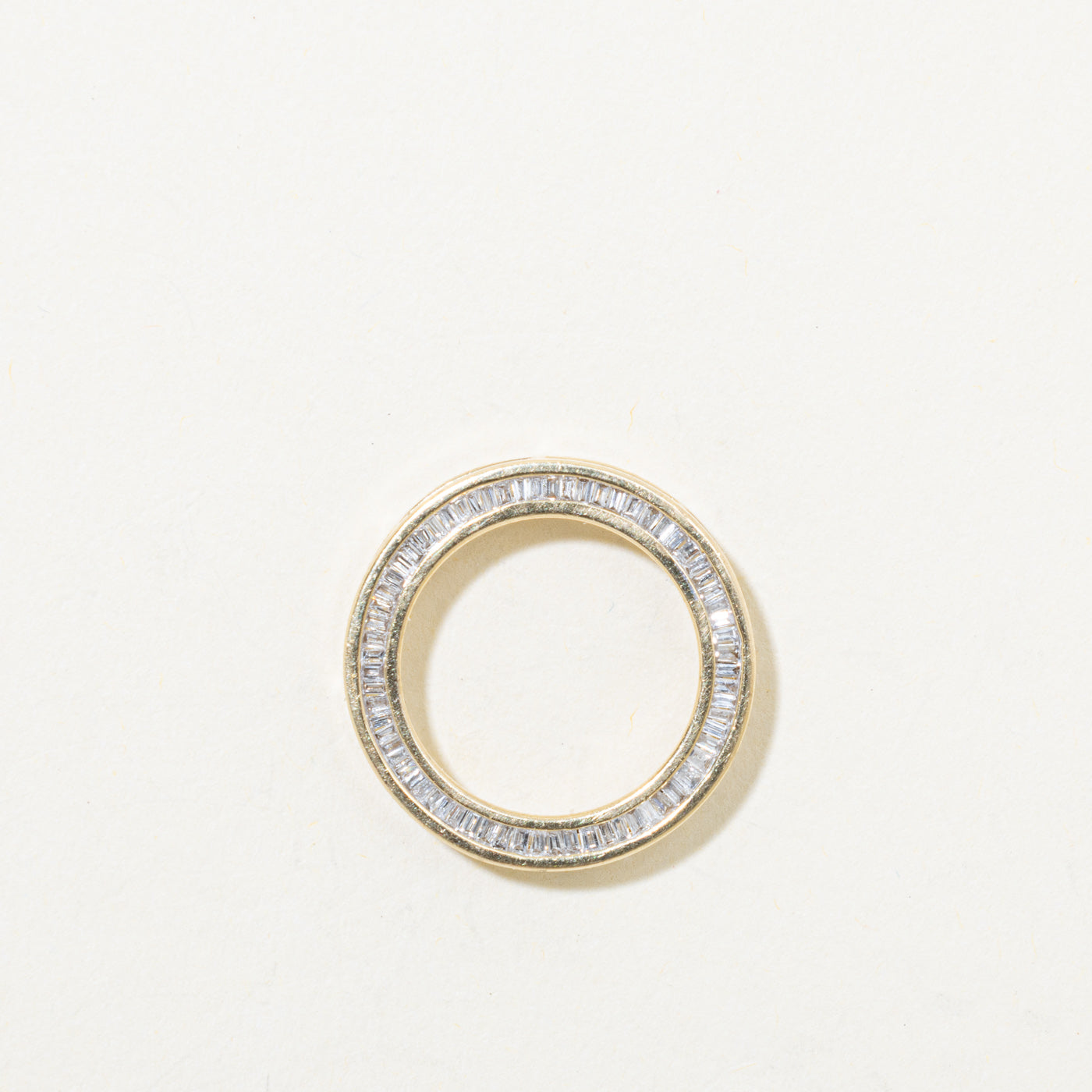 14k Baguette Cut Diamond Circle Pendant | 0.25ctw