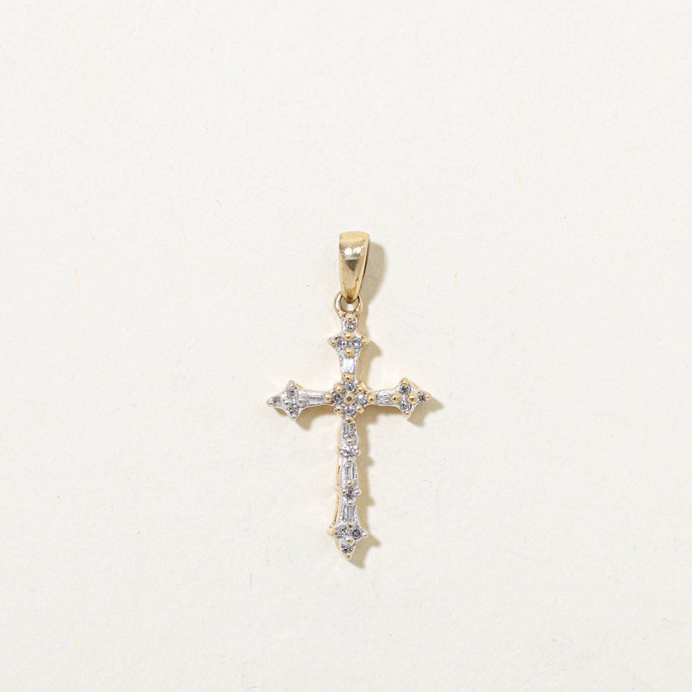 10k Multi Cut Diamond Cross Pendant | 0.03ctw