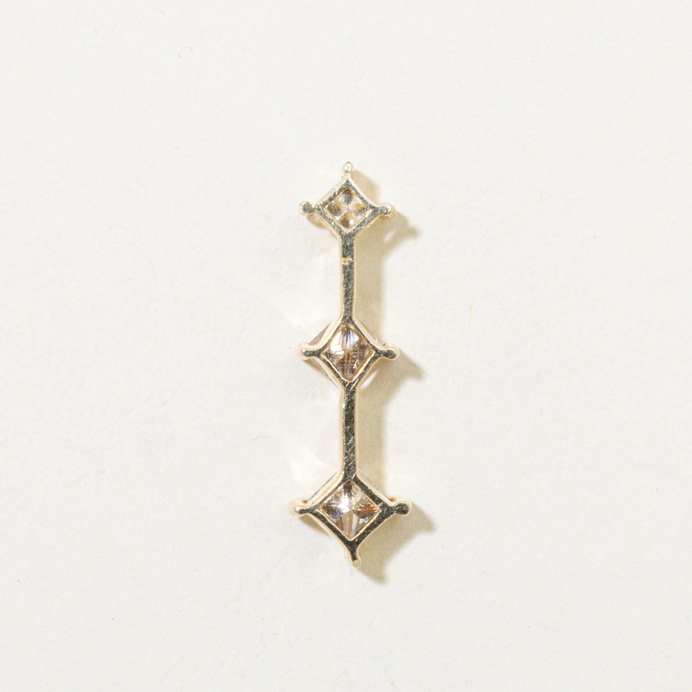 14k Three Stone Princess Cut Diamond Drop Pendant | 1.09ct