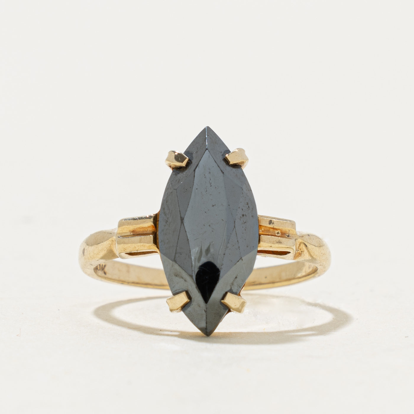 10k Marquise Cut Hematite Ring | 3.20ct | SZ 5.5