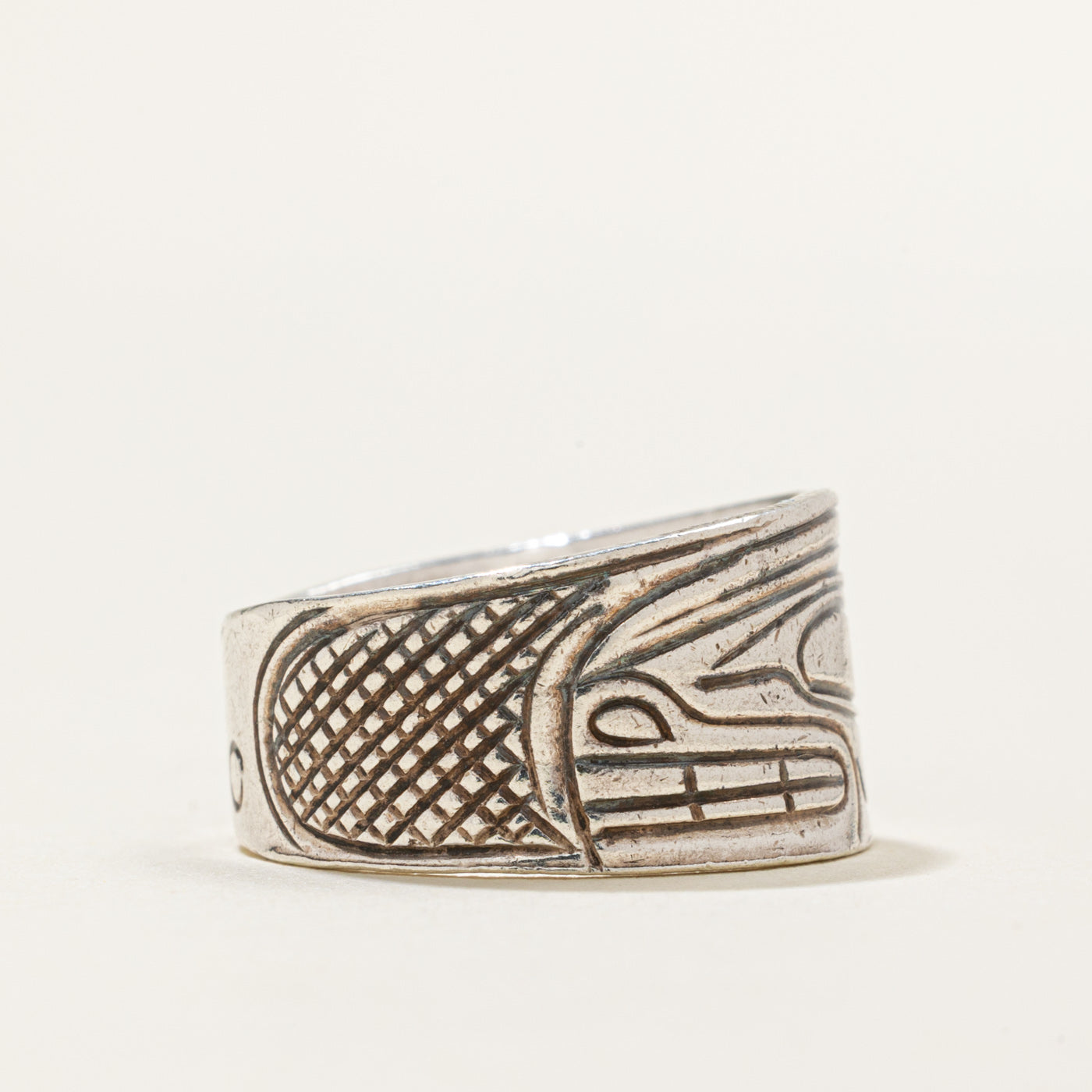'Paddy Seaweed' Sterling Silver Indigenous Carved Orca Ring | SZ 5.5