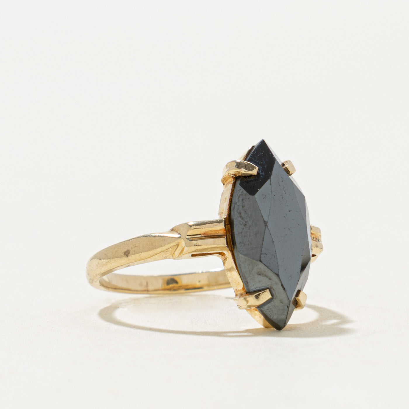 10k Marquise Cut Hematite Ring | 3.20ct | SZ 5.5