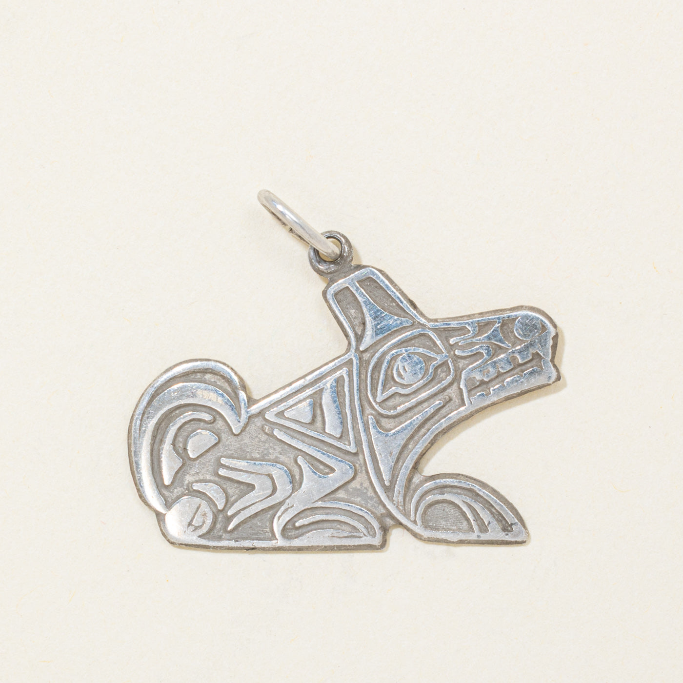 Sterling Silver Indigenous Wolf Pendant