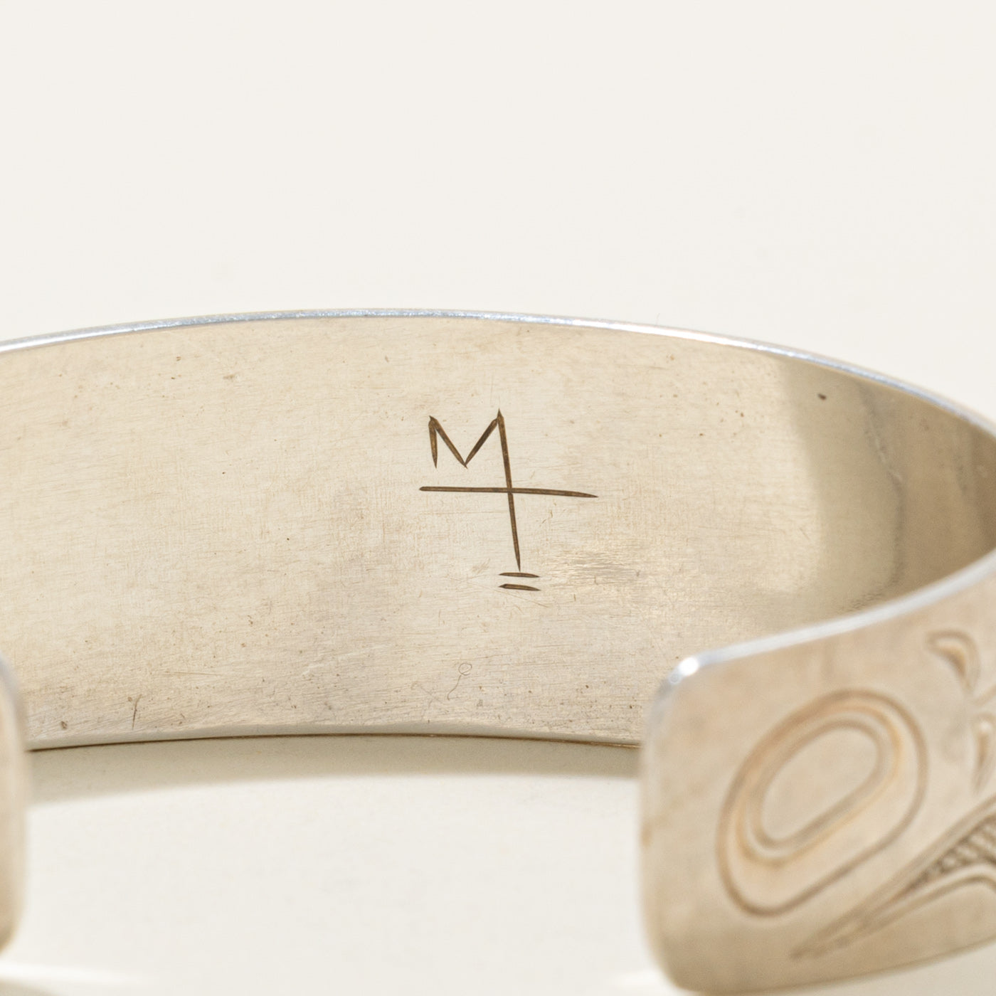 'Marvin Tallio' Sterling Silver Indigenous Carved Orca Cuff | 5.5"