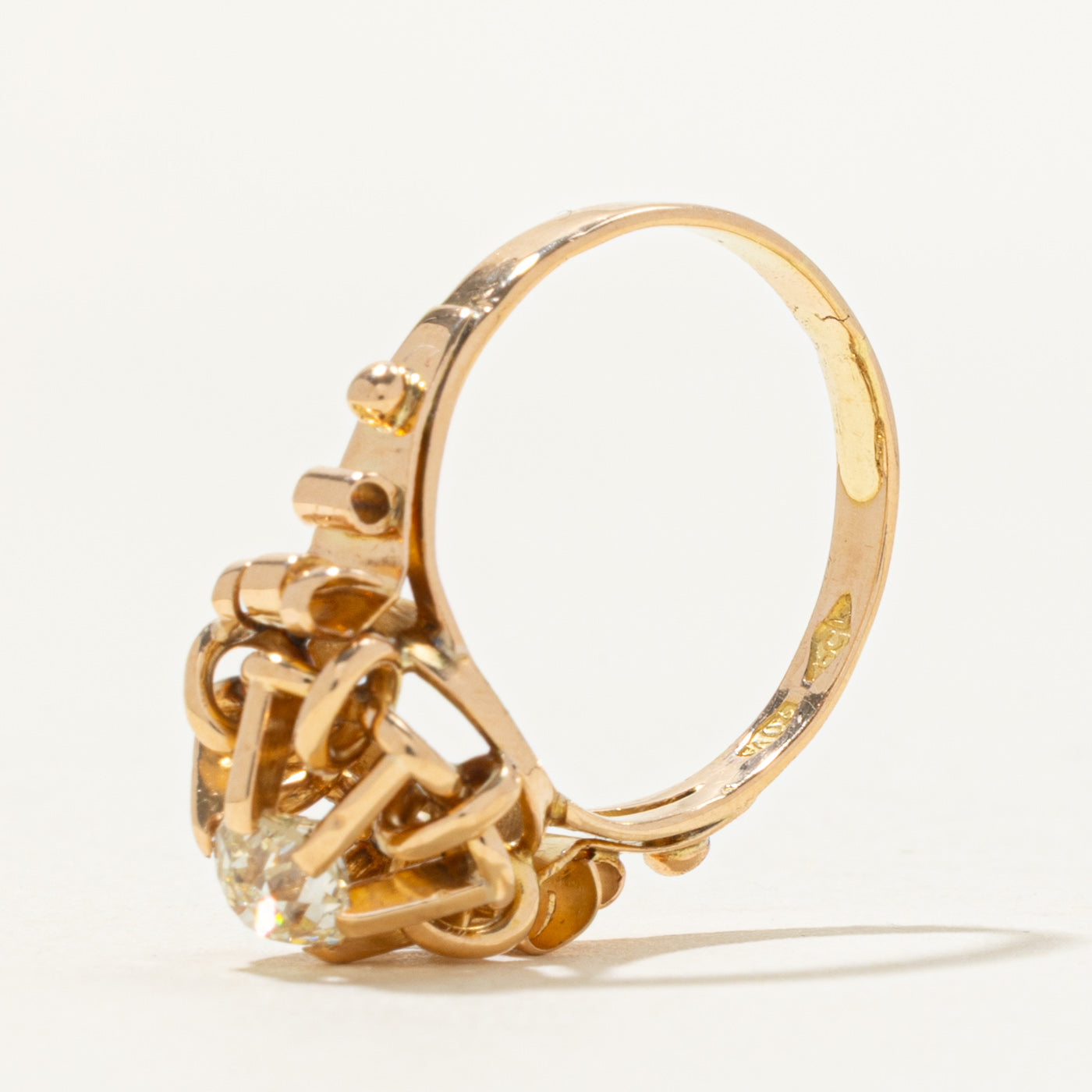 Vintage Italian Old European Cut Diamond Scrollwork Ring | 0.62ct VS2 L/M | SZ 7