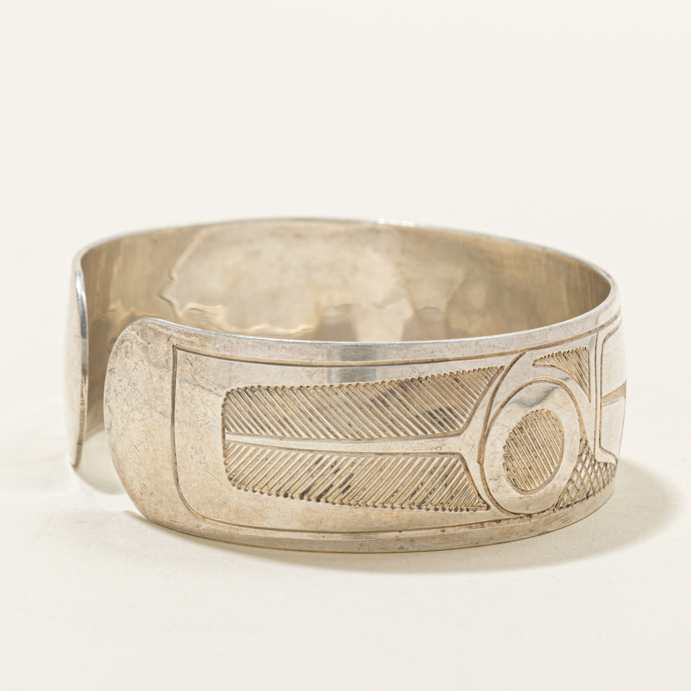 'Gilbert Pat' Sterling Silver Indigenous Carved Thunderbird Cuff | 6.5"