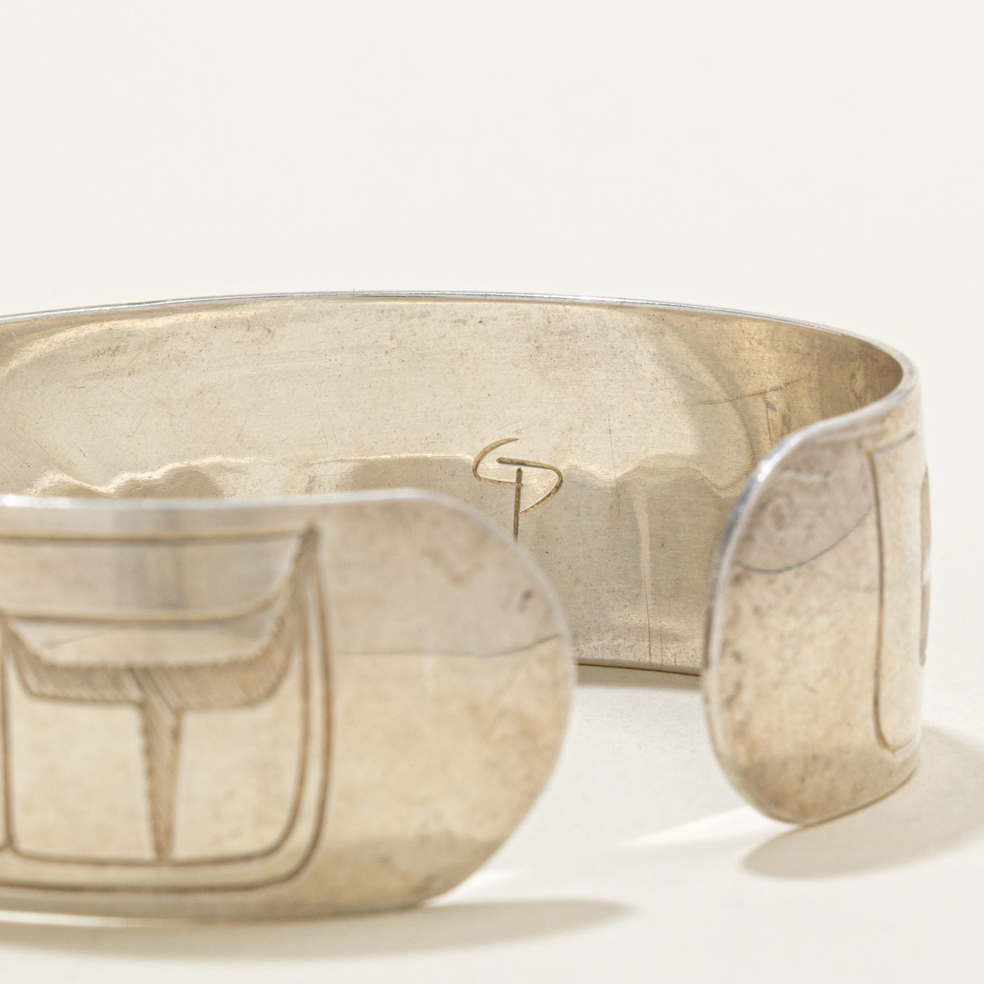 'Gilbert Pat' Sterling Silver Indigenous Carved Thunderbird Cuff | 6.5"