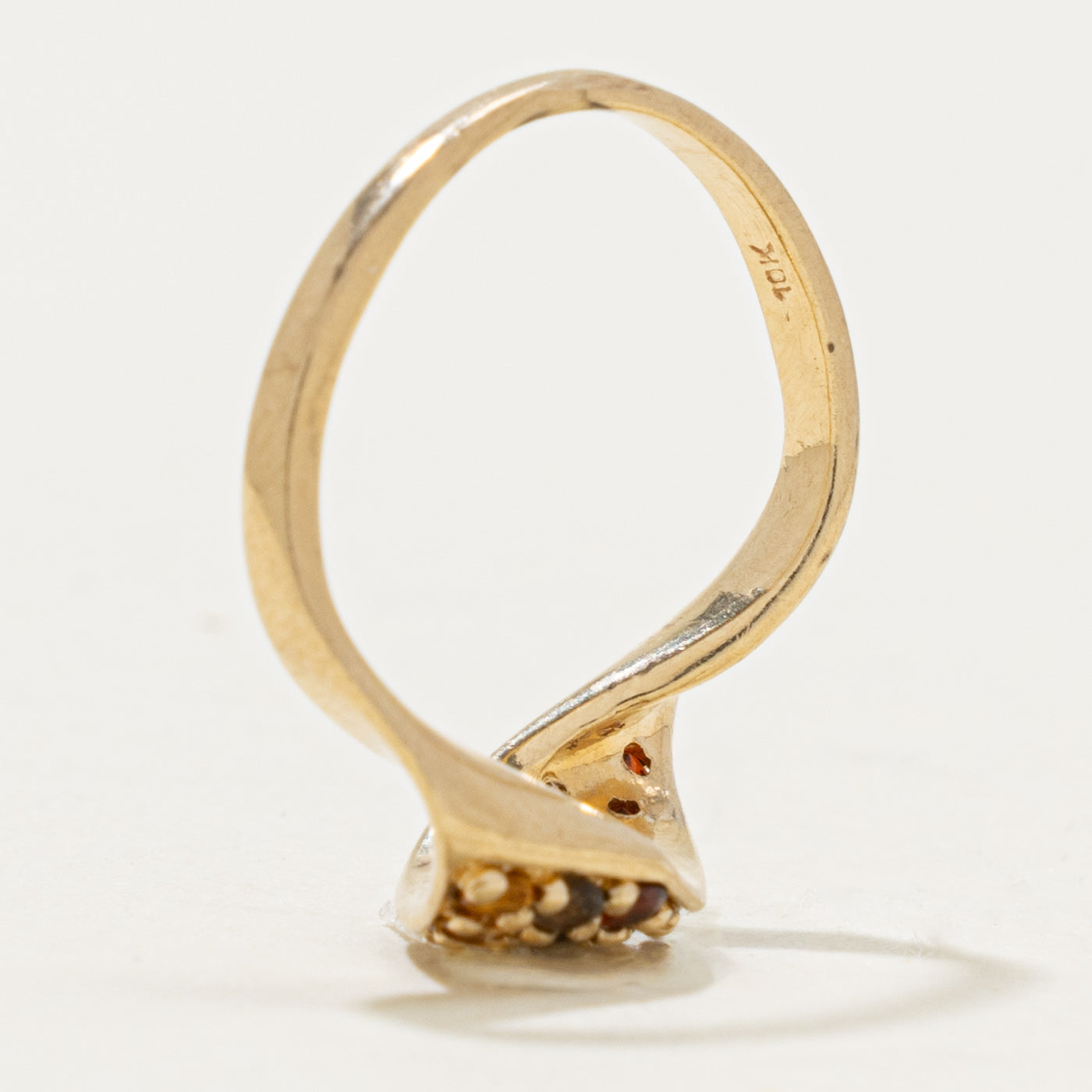 10k Multi Row Citrine, Garnet, and Smoky Quartz Ring | 0.24ctw | SZ 4.5