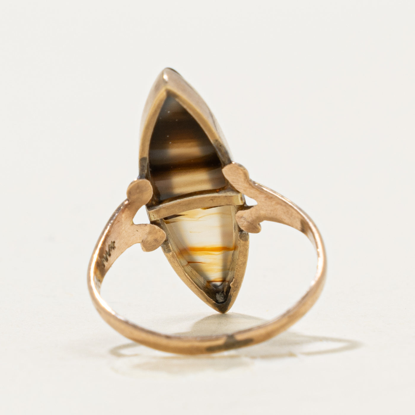 10k Marquise Cabochon Cut Agate Ring | 2.40ct | SZ 4.25
