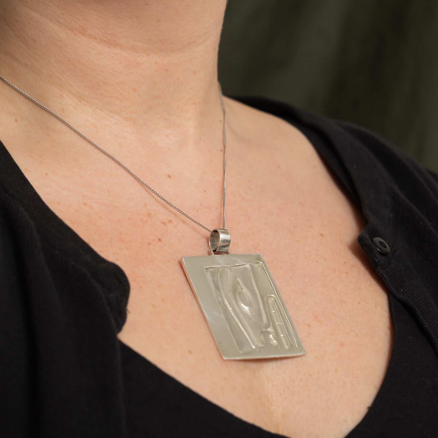 'Alano Edzerza' Sterling Silver Indigenous Orca Pendant