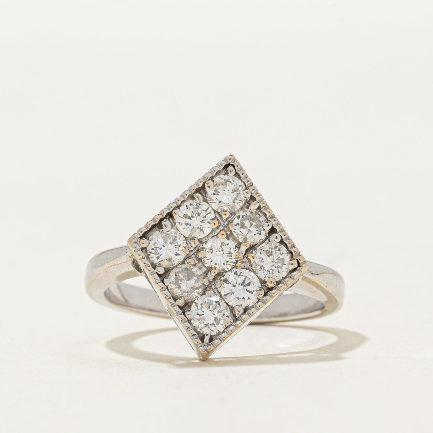 14k Diamond Grid Navette Ring | 0.77ctw | SZ 5.75