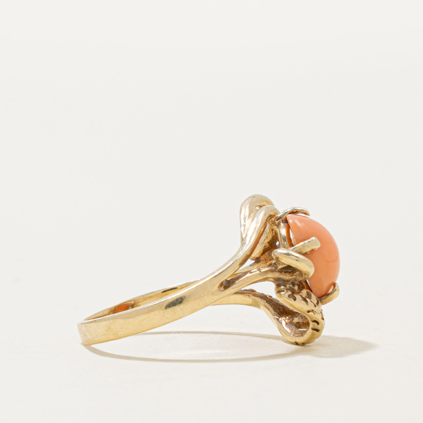 14k Coral Textured Abstract Ring | 2.00ct | SZ 6