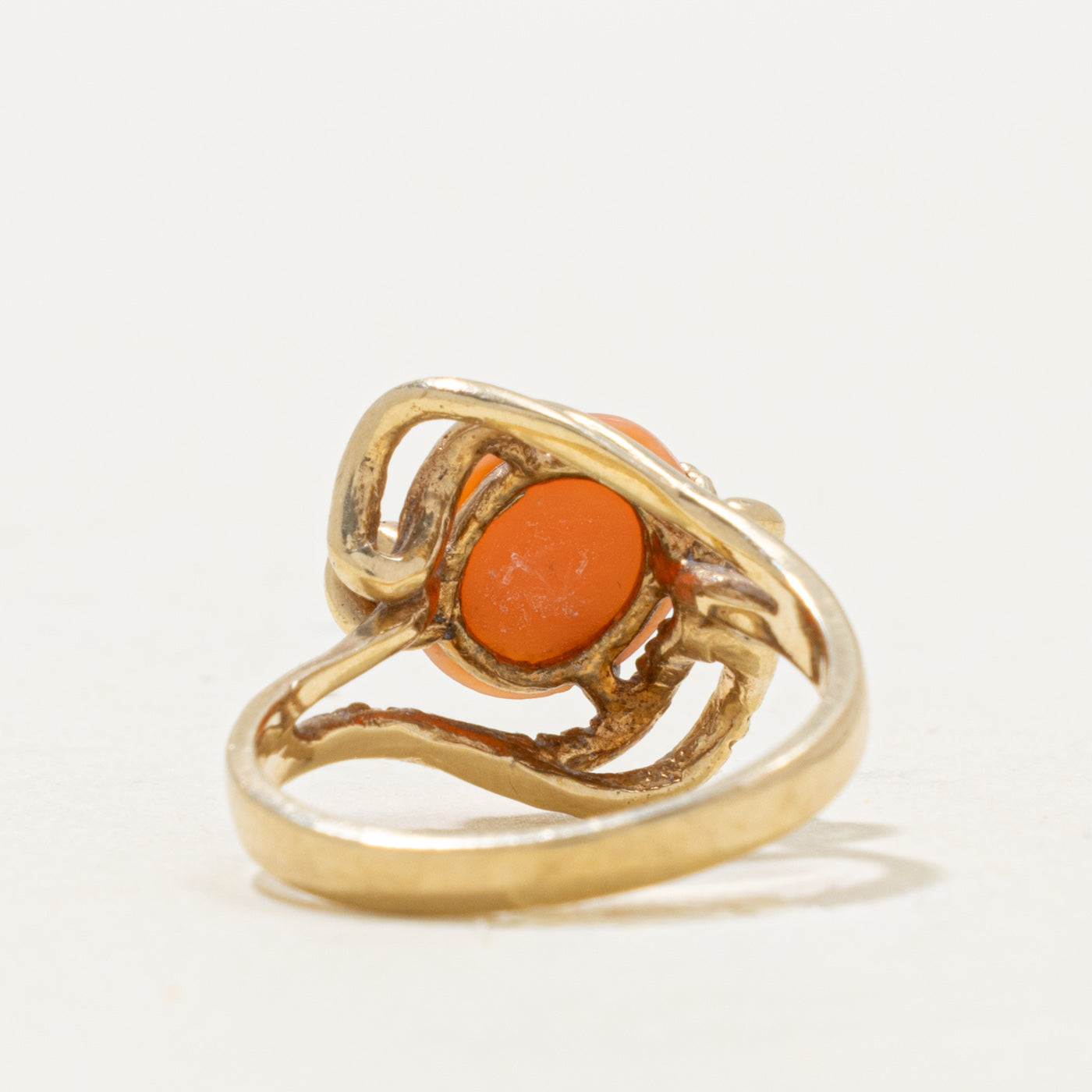 14k Coral Textured Abstract Ring | 2.00ct | SZ 6
