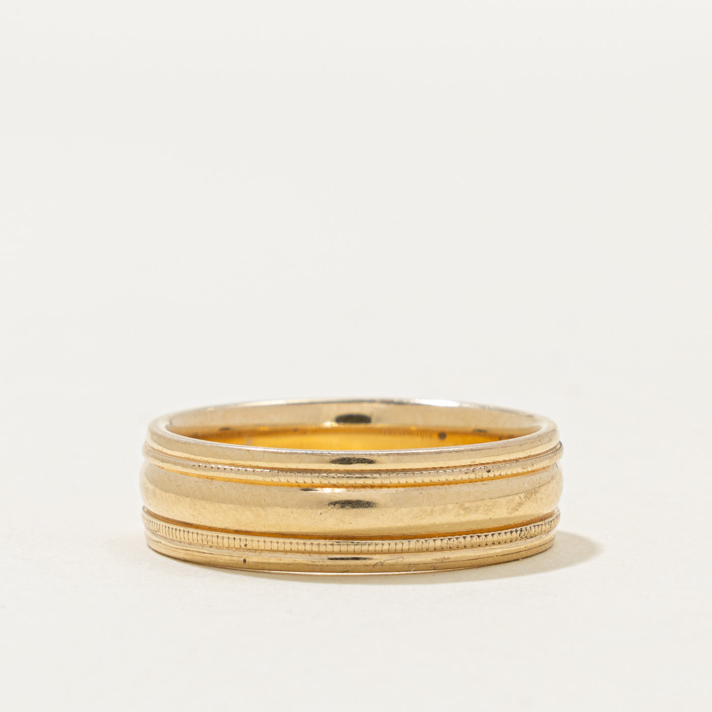 ‘Vera Wang’ 14k Hidden Sapphire Milgrain Band | 0.01ct | 6.25mm | SZ 9