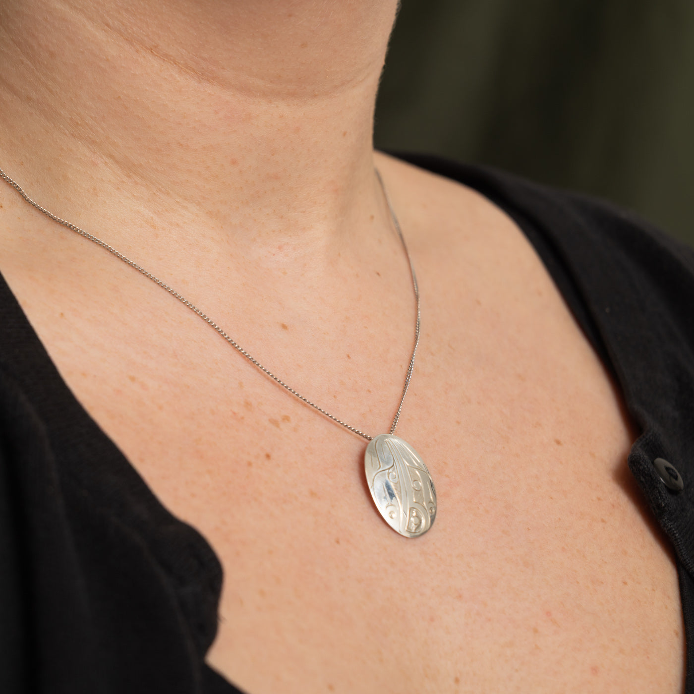 Sterling Silver Indigenous Carved Hummingbird Pendant