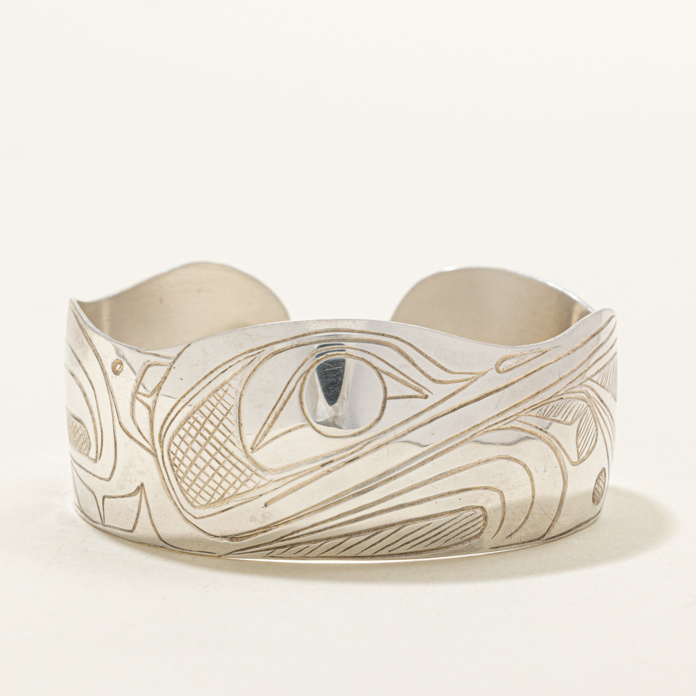 Sterling Silver Indigenous Carved Hummingbird Cuff | 6"