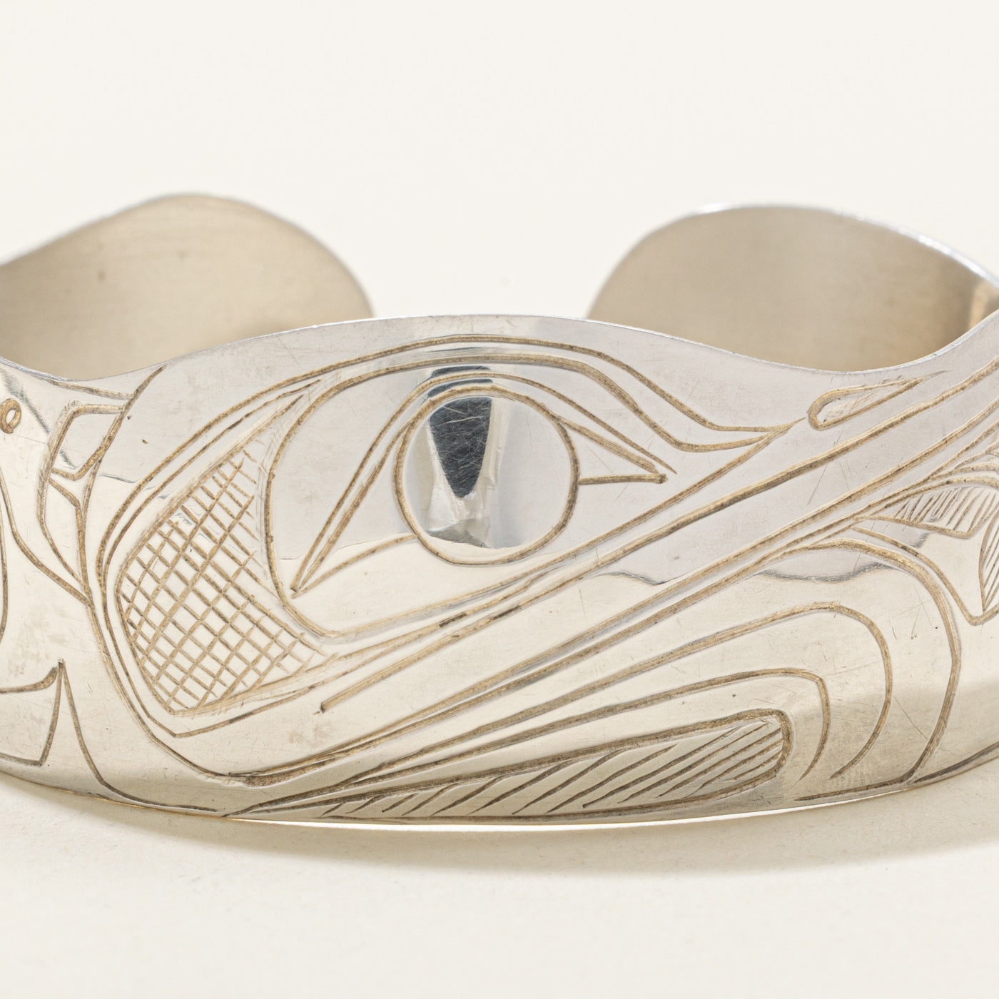 Sterling Silver Indigenous Carved Hummingbird Cuff | 6"