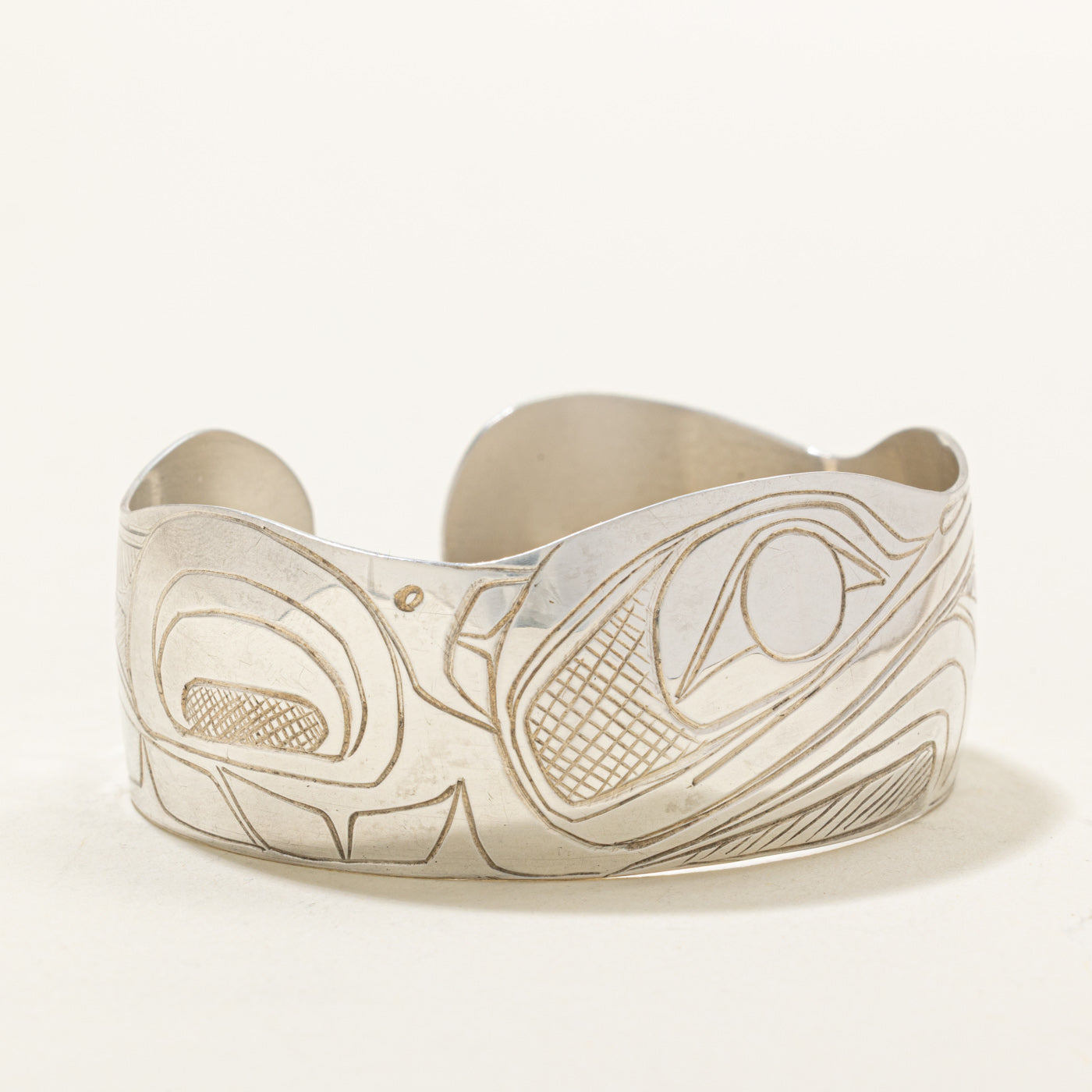Sterling Silver Indigenous Carved Hummingbird Cuff | 6"