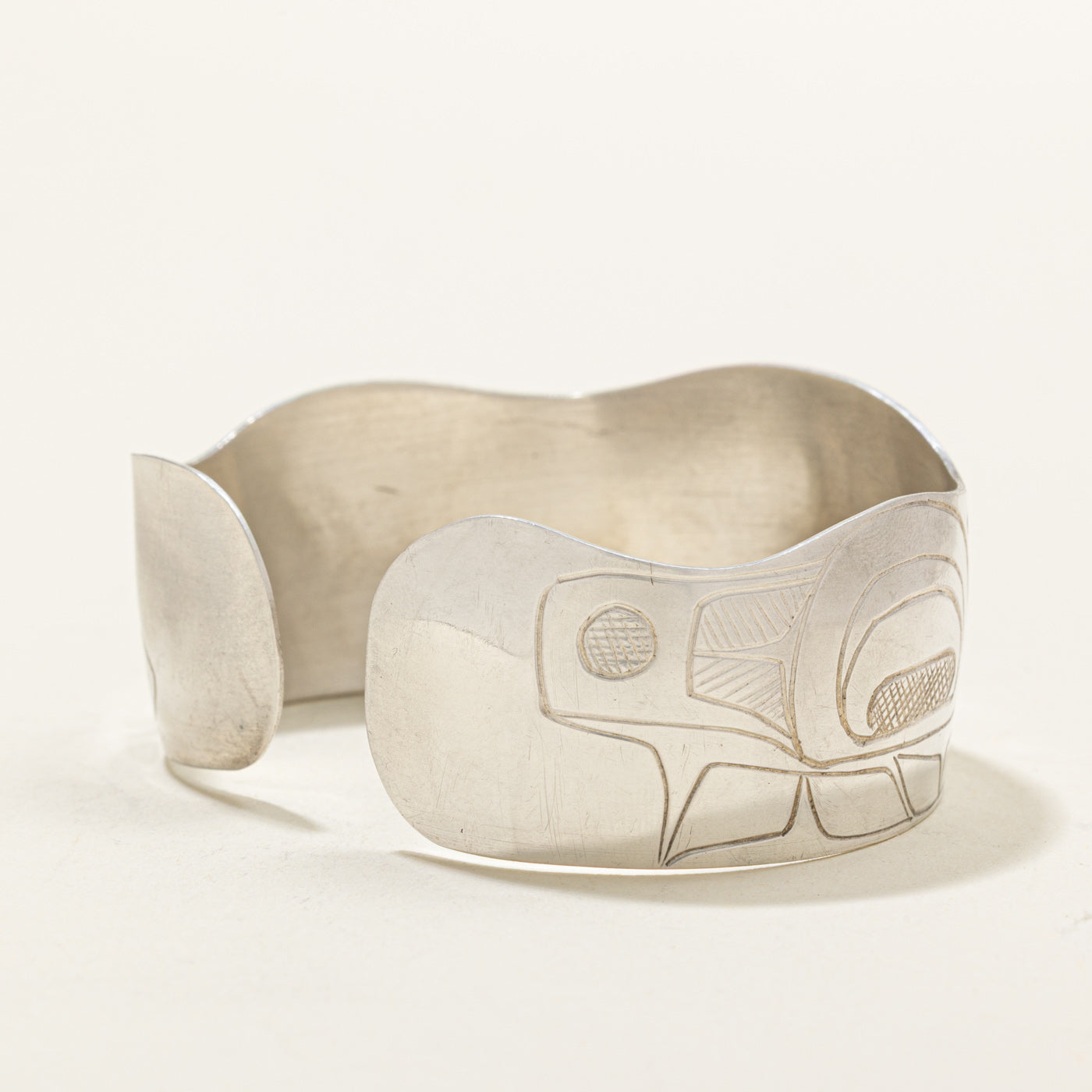 Sterling Silver Indigenous Carved Hummingbird Cuff | 6"