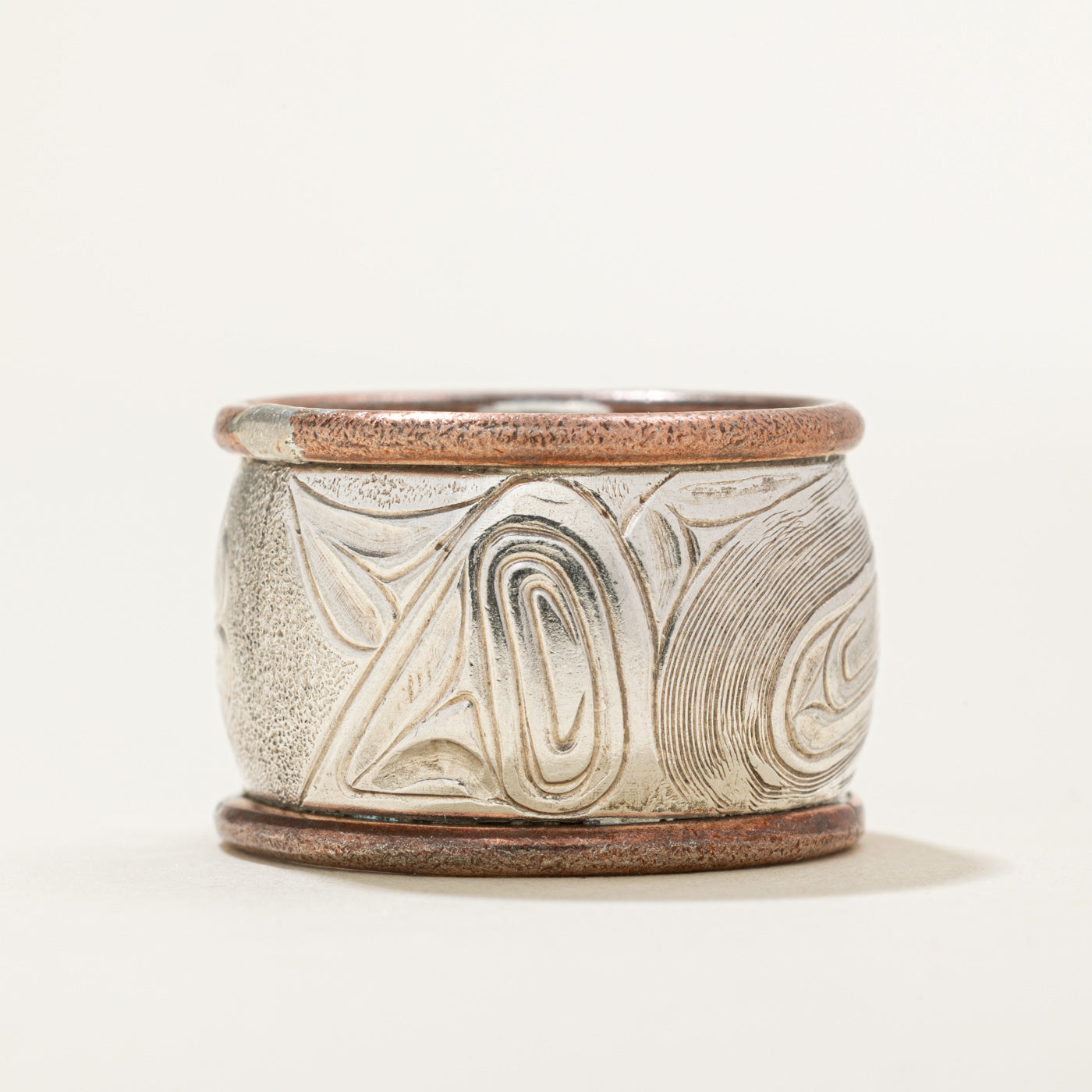 Sterling Silver & Copper Indigenous Carved Hummingbird Ring | SZ 10.75