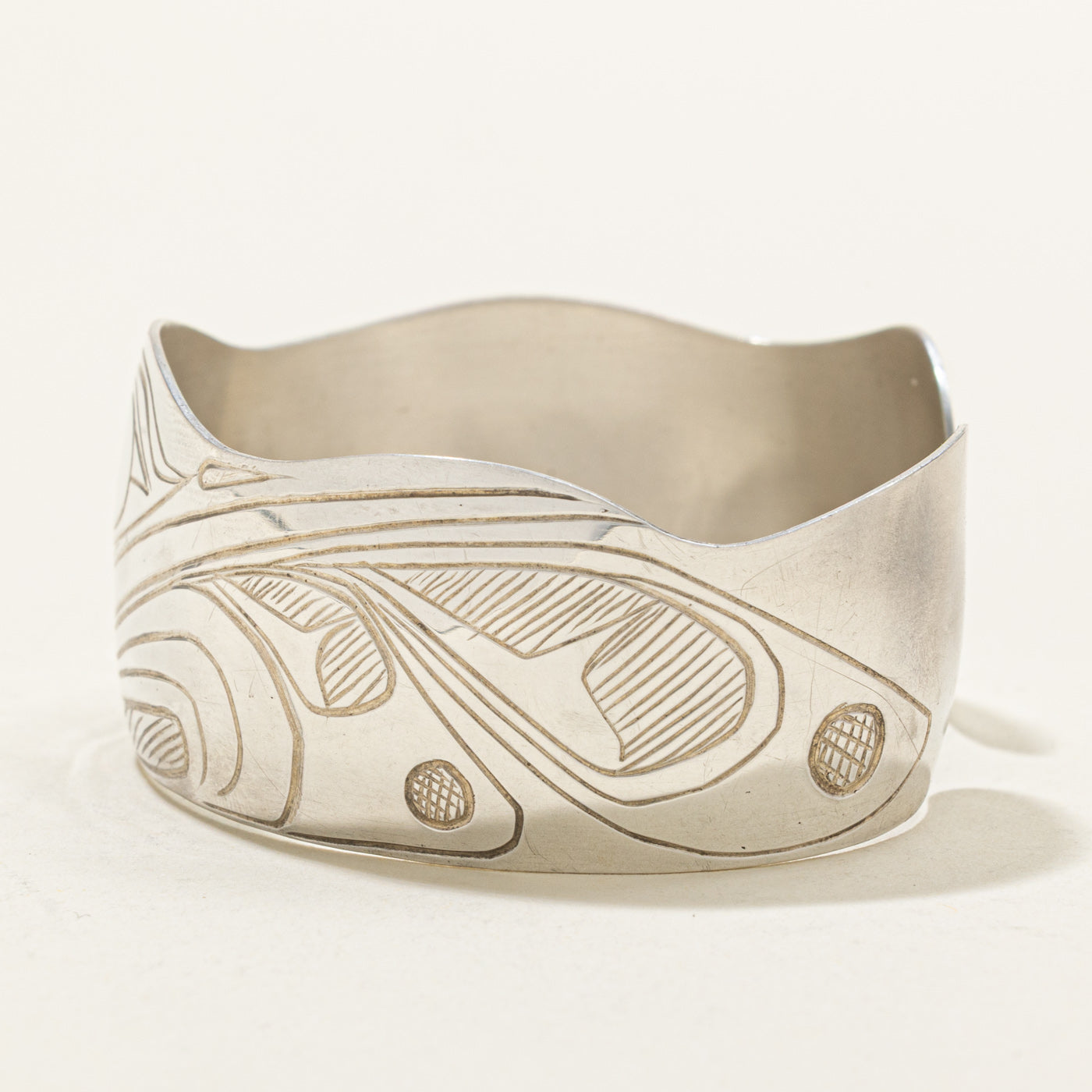 Sterling Silver Indigenous Carved Hummingbird Cuff | 6"
