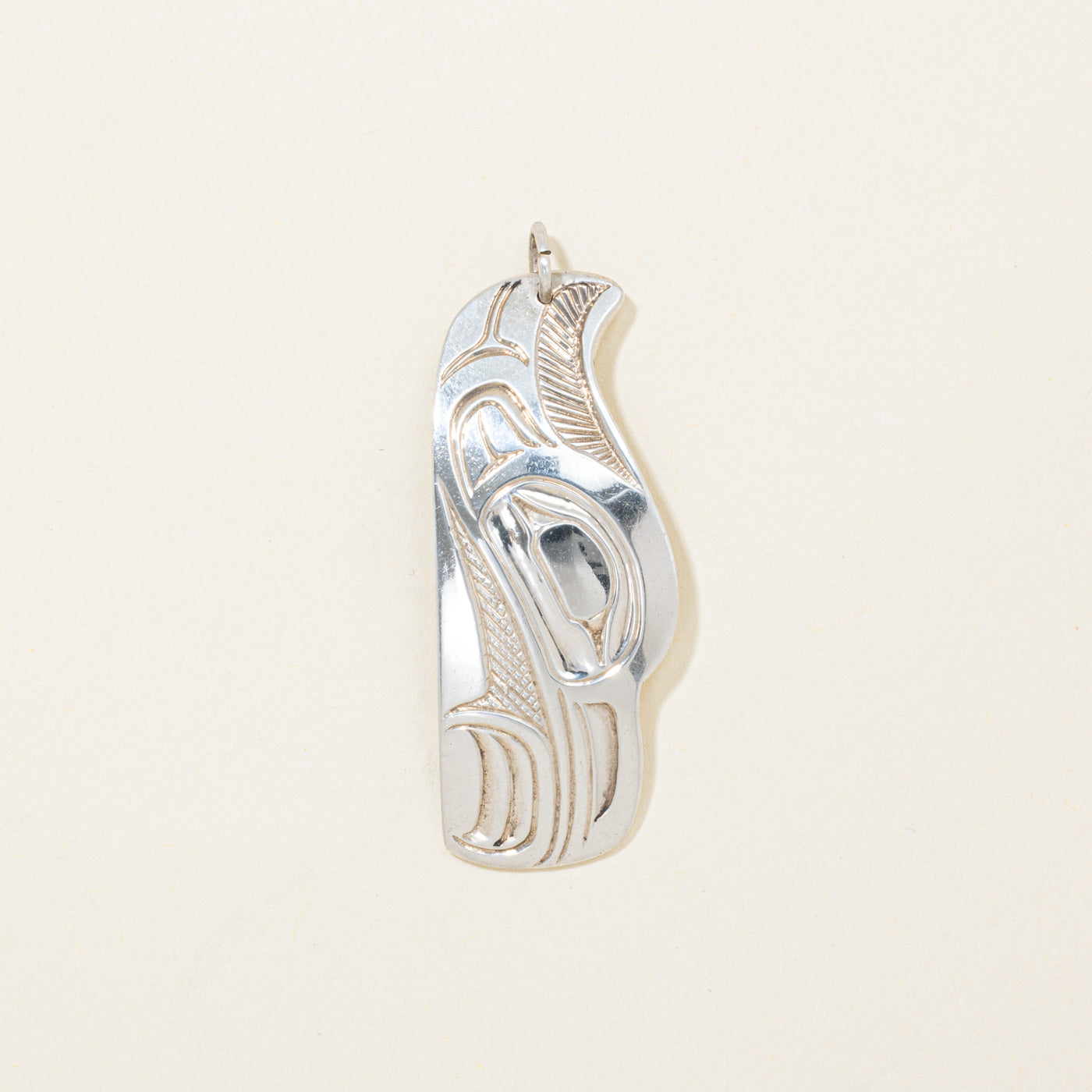 Sterling Silver Indigenous Carved Raven Pendant