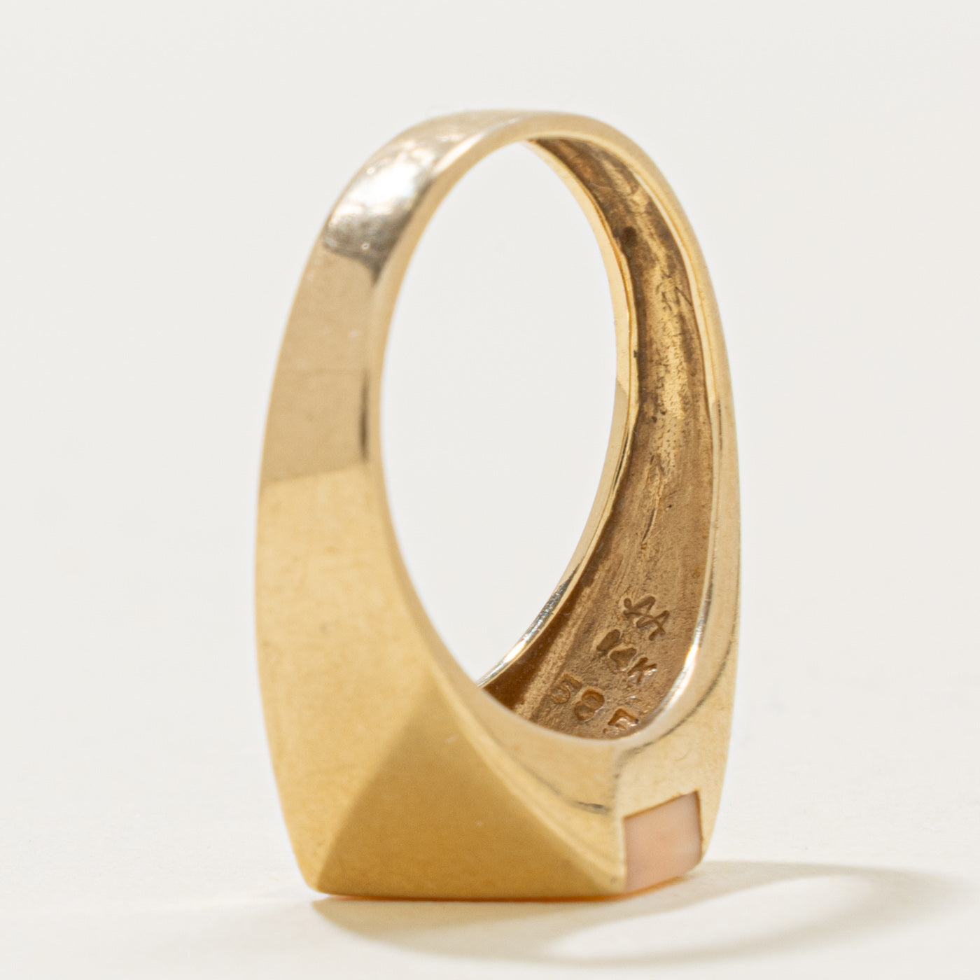 14k Coral Geometric Ring | 0.70ct | SZ 7
