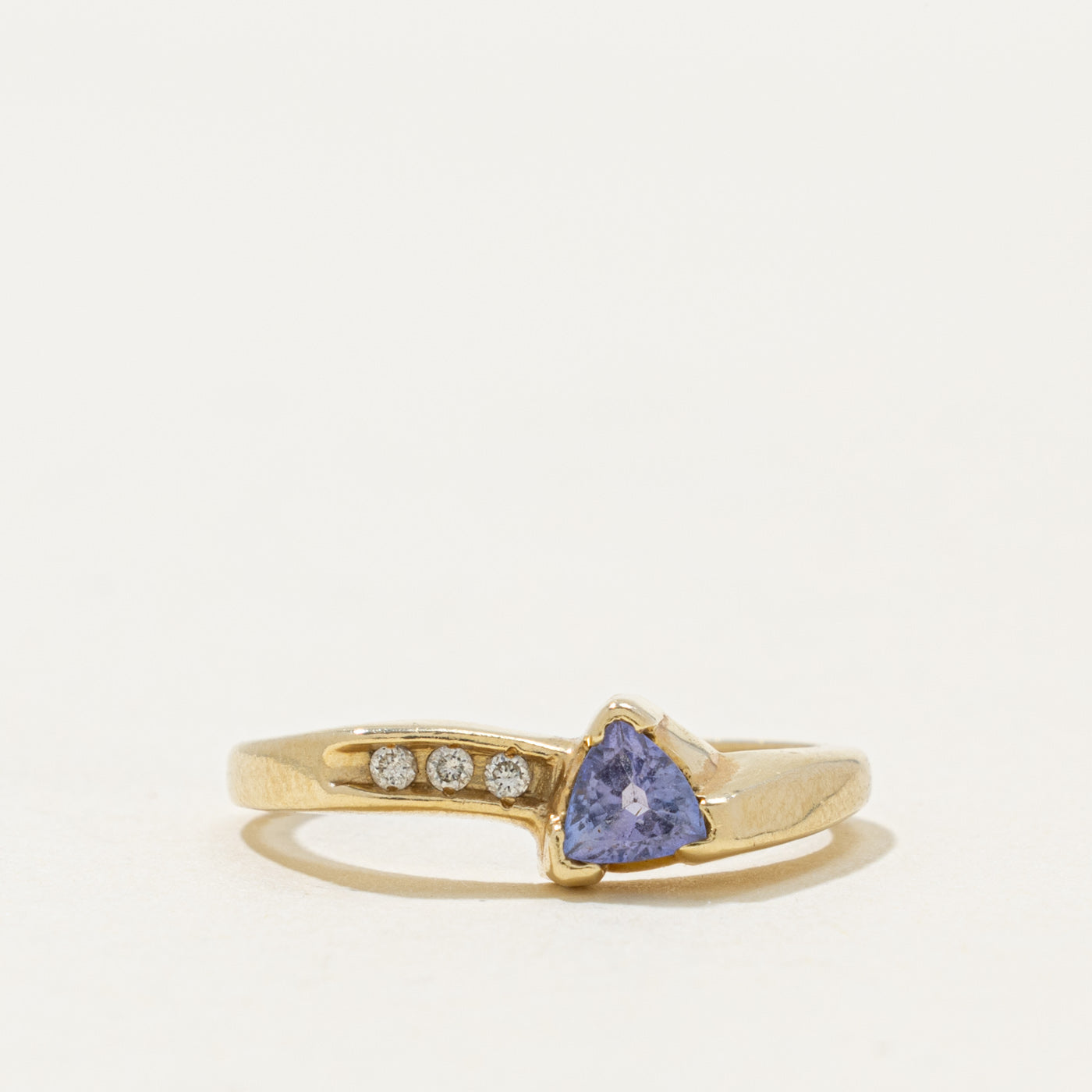 14k Trillion Cut Tanzanite & Diamond Accented Ring | 0.20ct, 0.02ctw | SZ 6.5