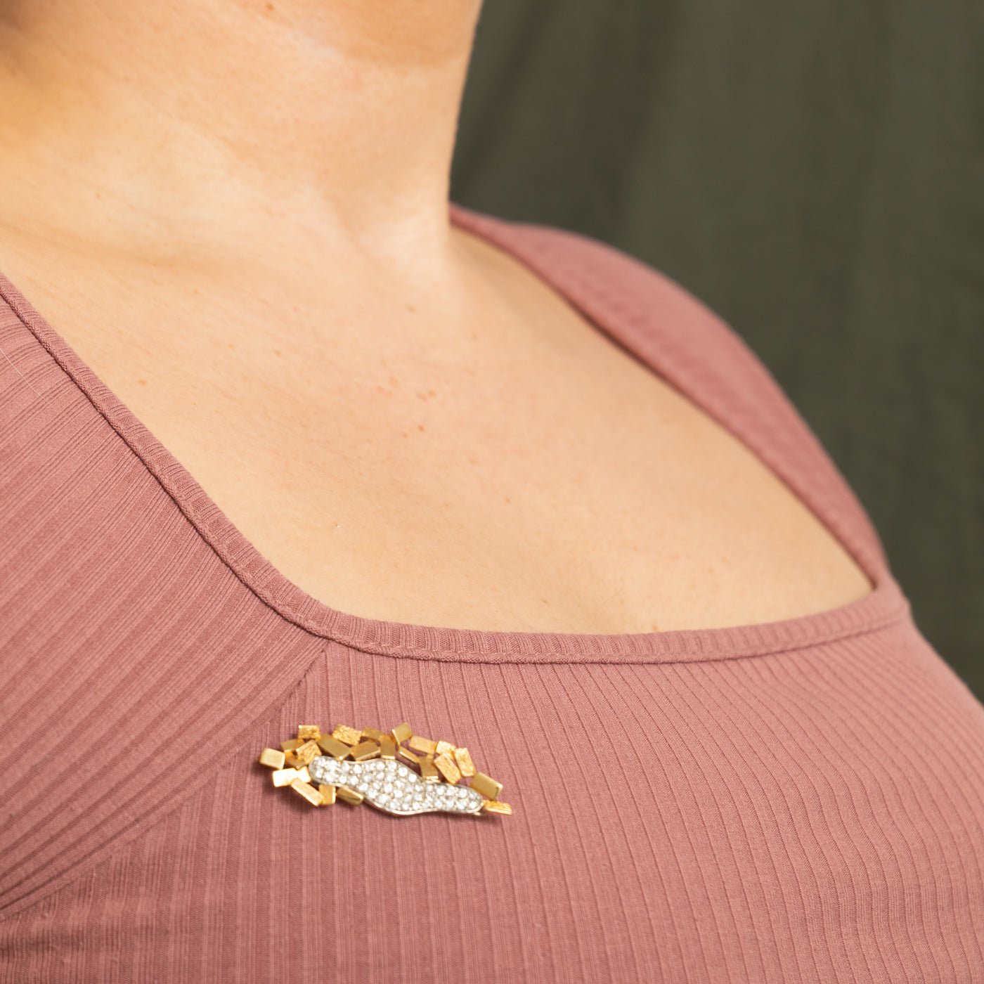 18k Diamond Abstract Geometric Brooch | 1.36ctw