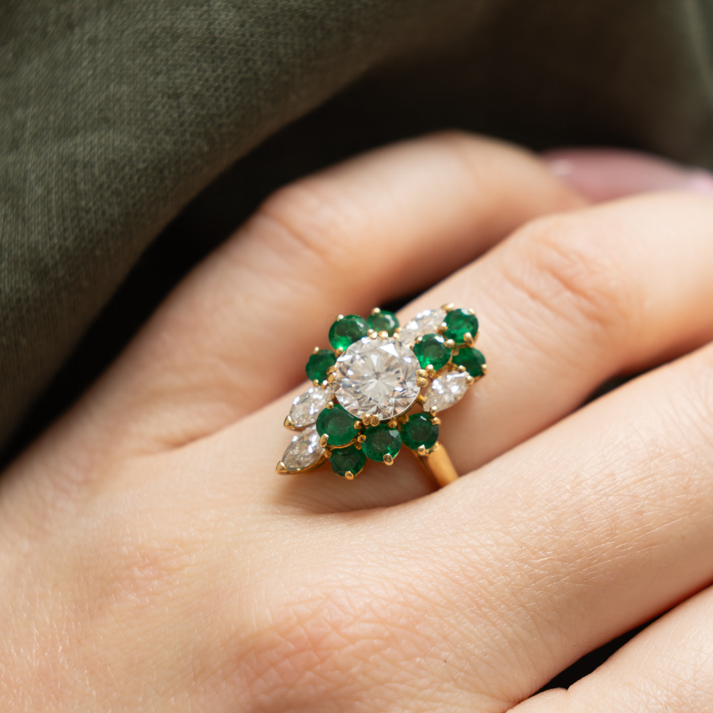 1975 Paris 'Boucheron' Diamond & Emerald Ring | 1.84ct | 0.69ctw | 1.45ctw | Sz 4.5